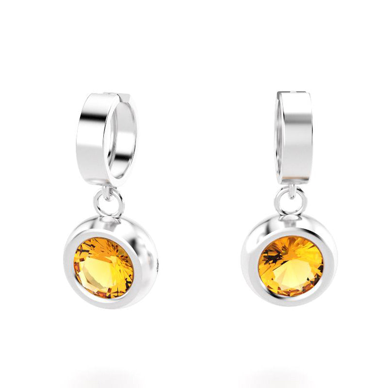 boucles oreilles indiscrète  pour en argent 950 avec citrine