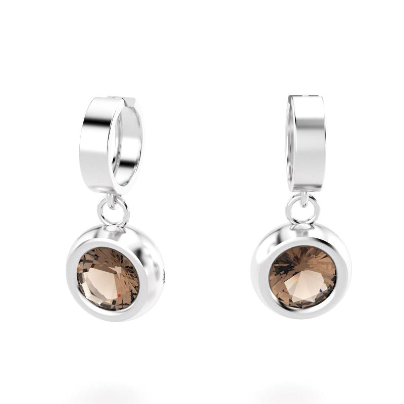 boucles oreilles indiscrète  pour en argent 950 avec quartz fume