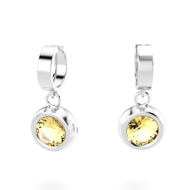 boucles oreilles indiscrète  pour en argent 950 avec quartz lemon