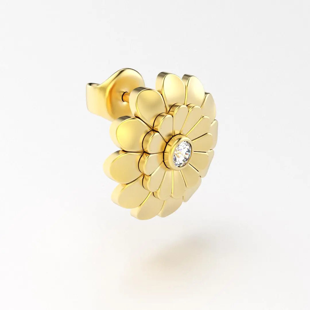 boucles d'oreilles pâquerette pour femme en or jaune et diamant