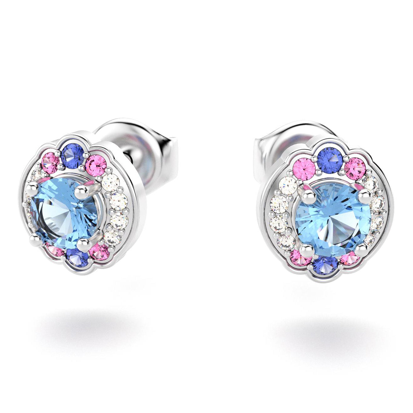 boucles oreilles syracuse pour en or blanc topazes avec diamants  saphirs violets roses saphirs bleus