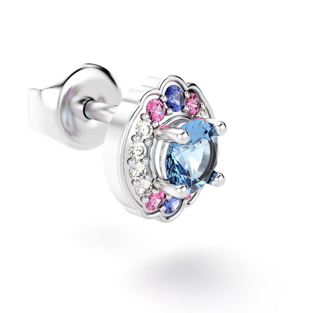 boucles oreilles syracuse pour en or blanc topazes avec diamants  saphirs violets roses saphirs bleus