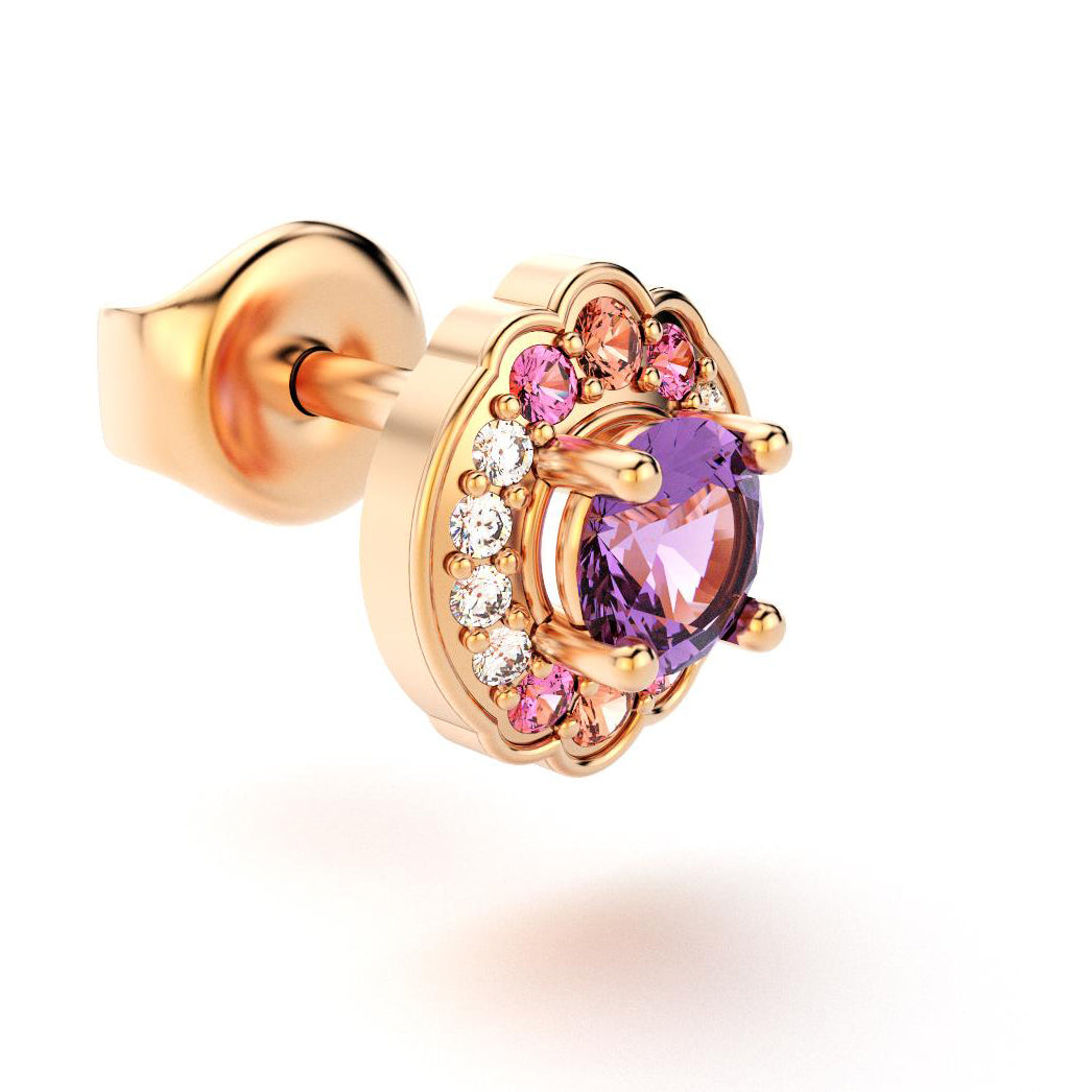 boucles oreilles syracuse pour en or rose amethystes avec diamants  saphirs peches saphirs roses