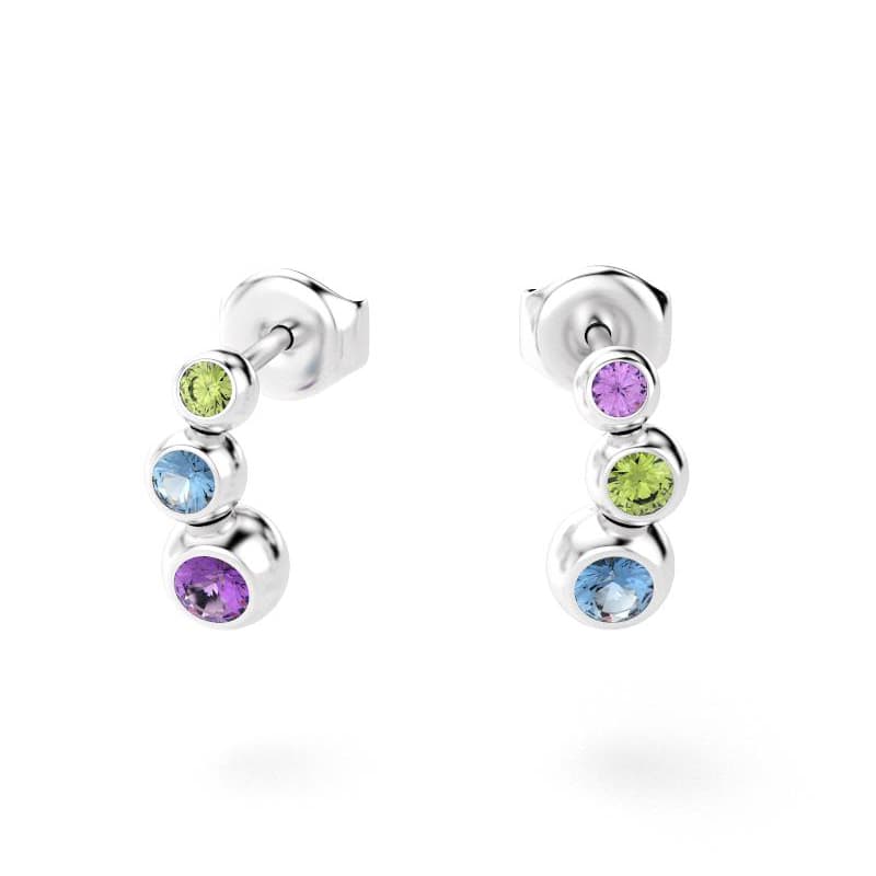 boucles oreilles volga femme en argent avec pierre semi-précieuse améthyste peridot topaze