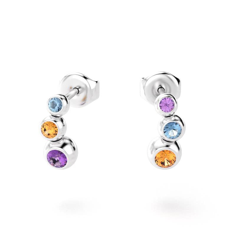 boucles oreilles volga femme en argent avec pierre semi-précieuse améthyste topaze citrine