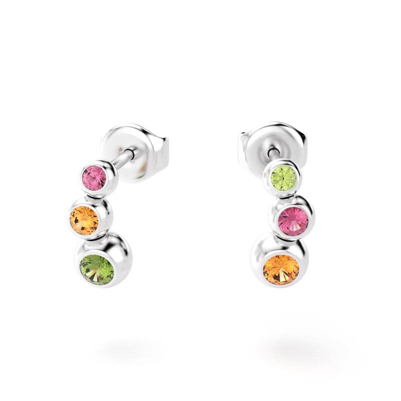 boucles oreilles volga femme en argent avec pierre semi-précieuse rhodolite citrine péridot