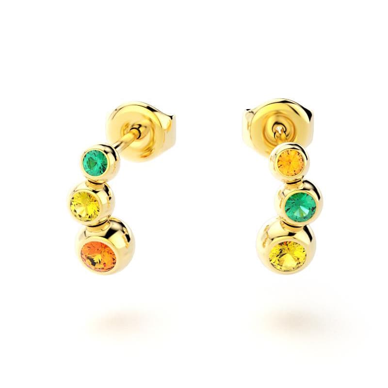 boucles oreilles volga femme en or jaune avec pierre semi-précieuse grenat mandarin saphir jaune emeraudes