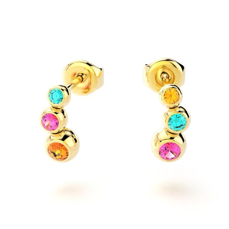 boucles oreilles volga femme en or jaune avec pierre semi-précieuse grenats mandarins saphirs roses tourmaline paraiba