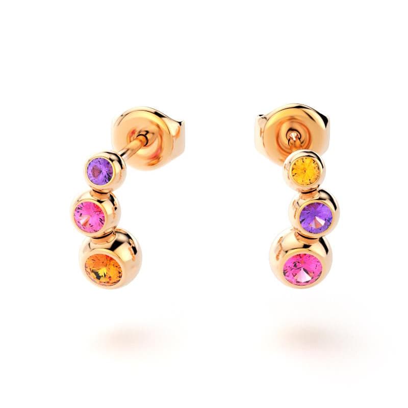 boucles oreilles volga femme en or rose avec pierre semi-précieuse