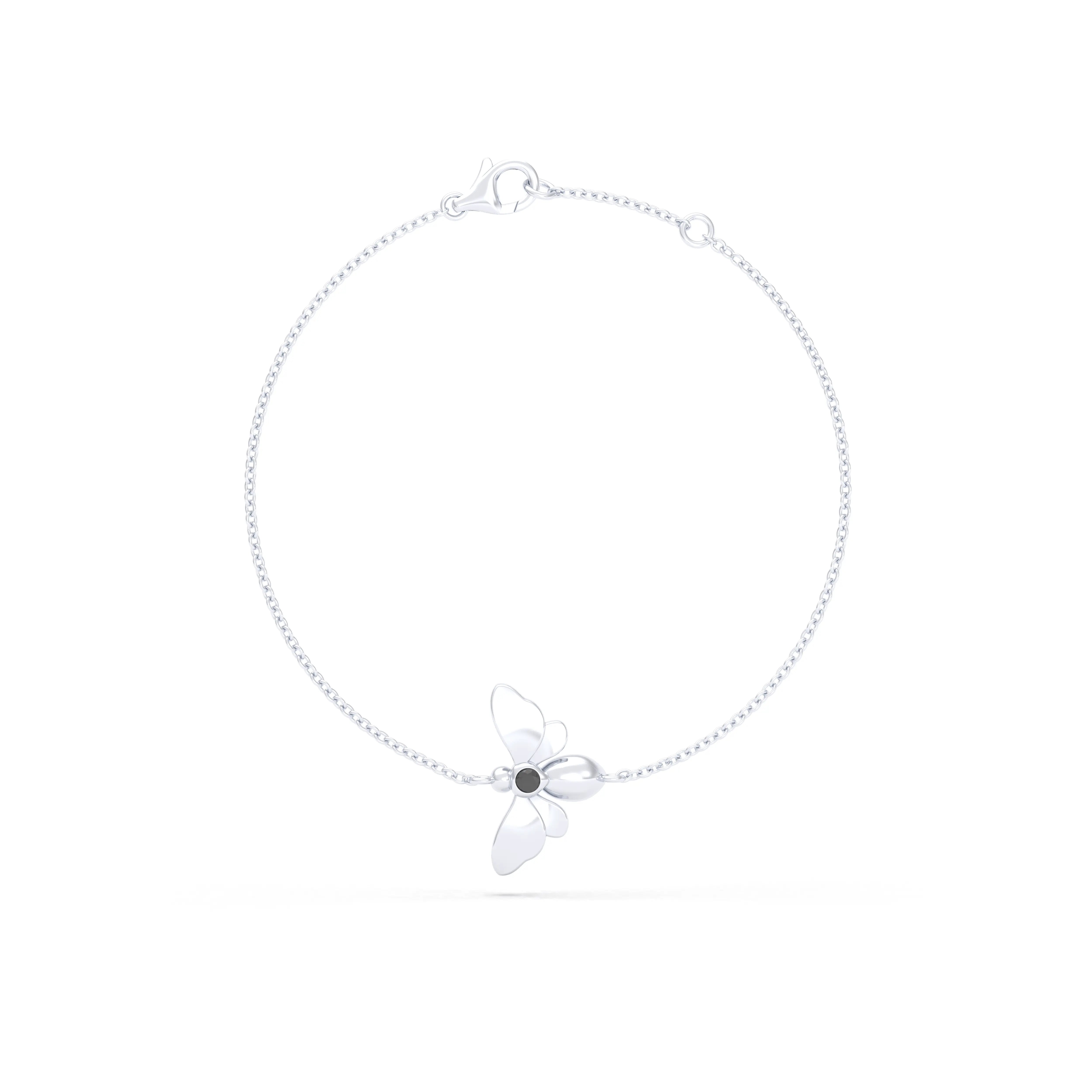 Bracelet Abeille or blanc 18 carats – pierre précieuse au choix