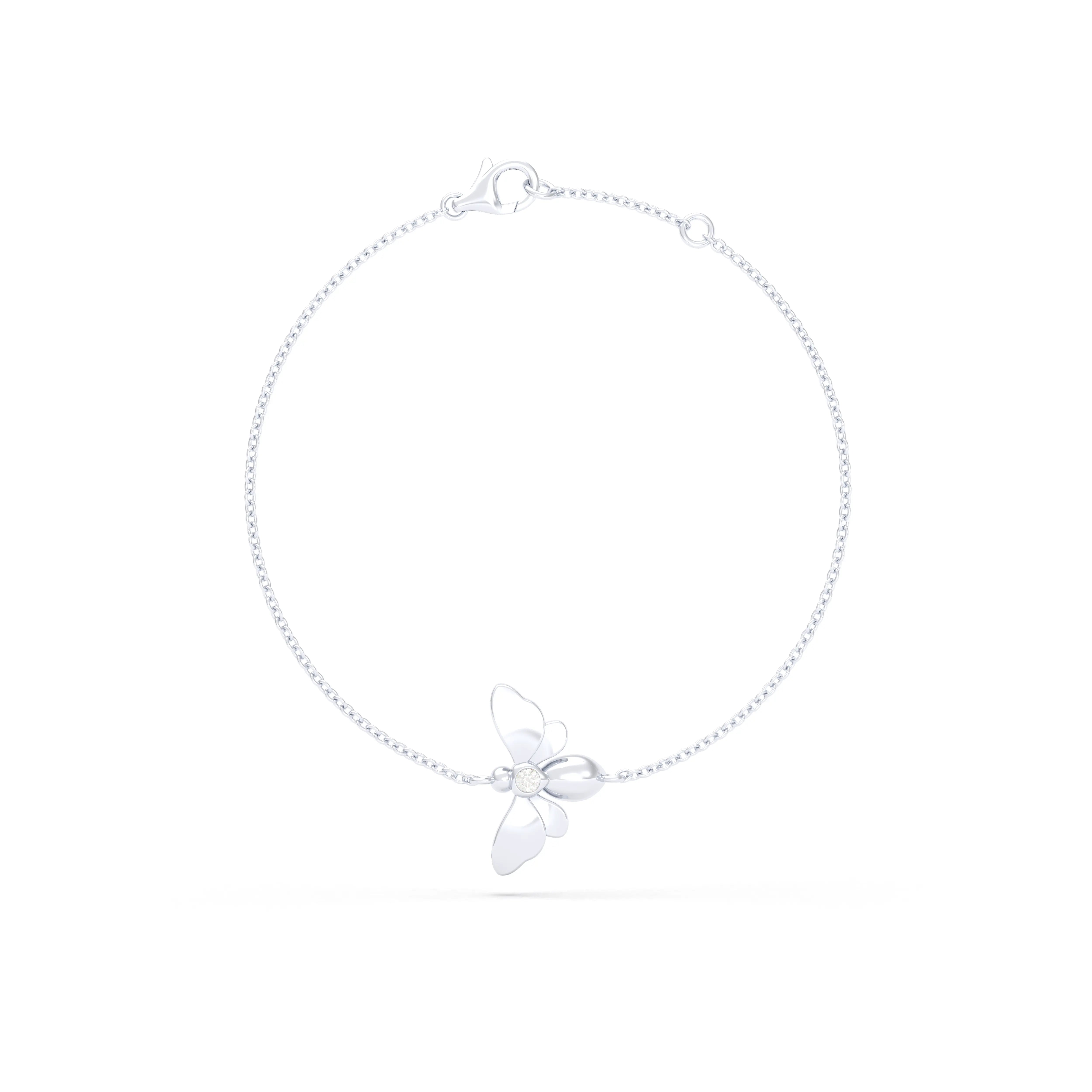 Bracelet Abeille or blanc 18 carats – pierre précieuse au choix
