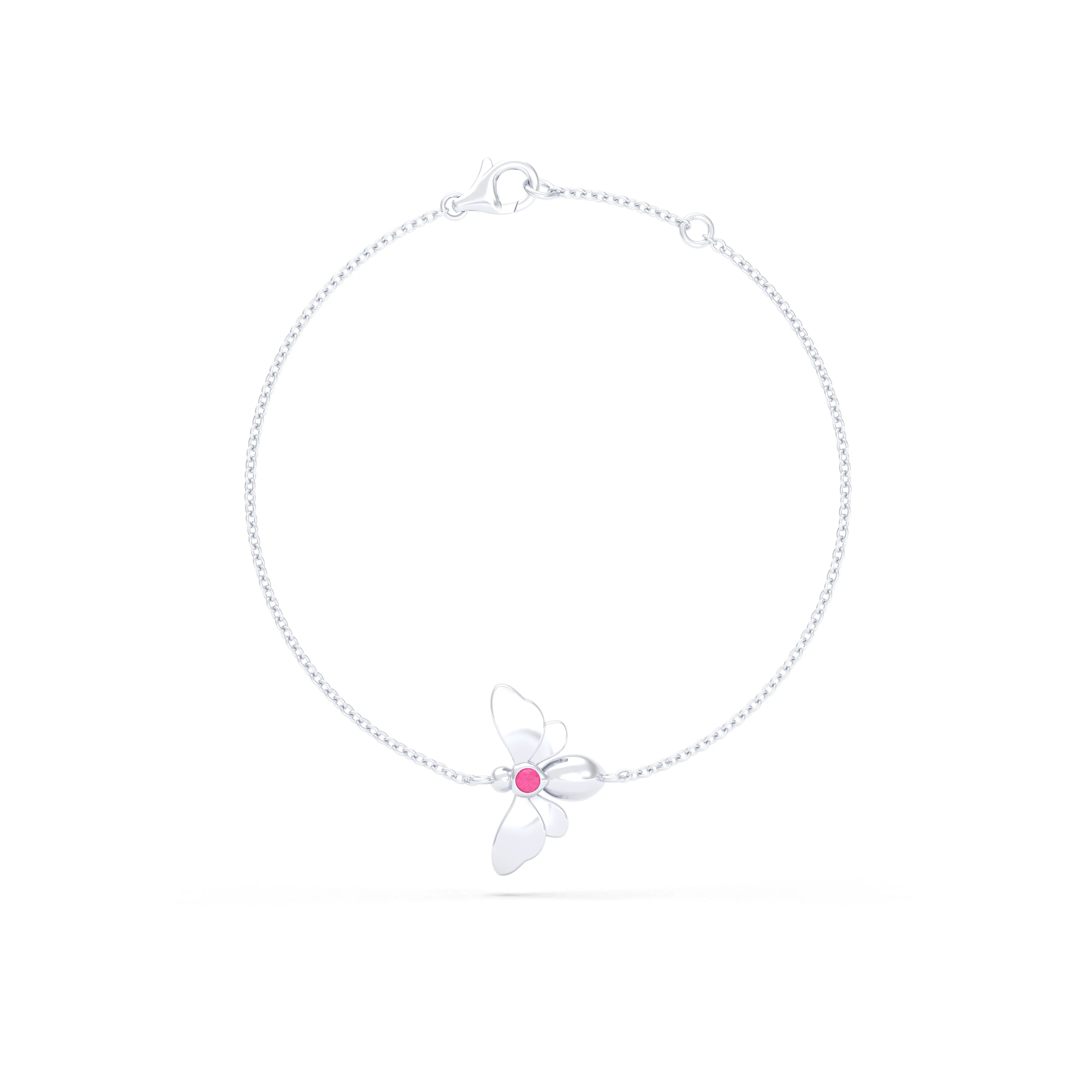 Bracelet Abeille or blanc 18 carats – pierre précieuse au choix