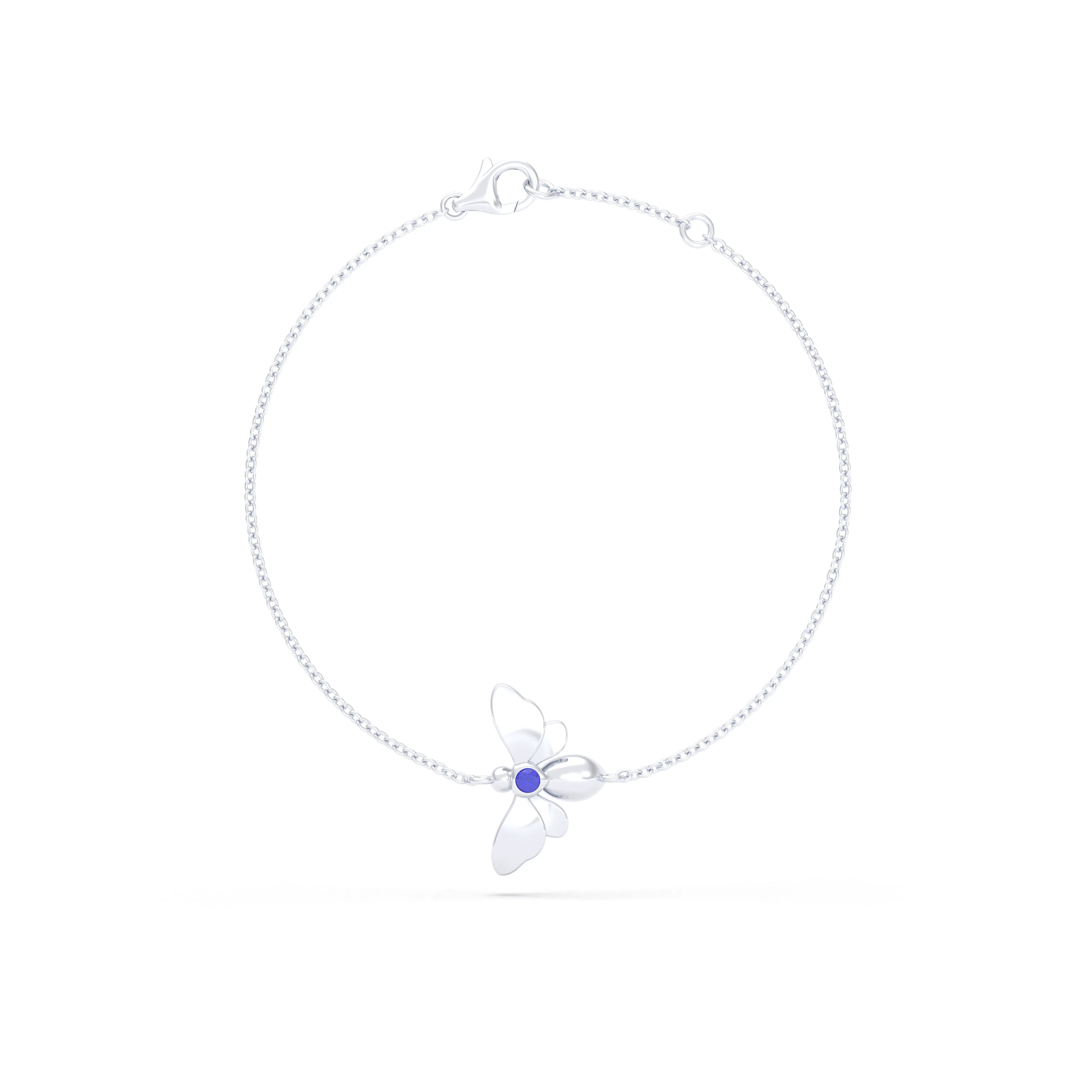 Bracelet Abeille or blanc 18 carats – pierre précieuse au choix
