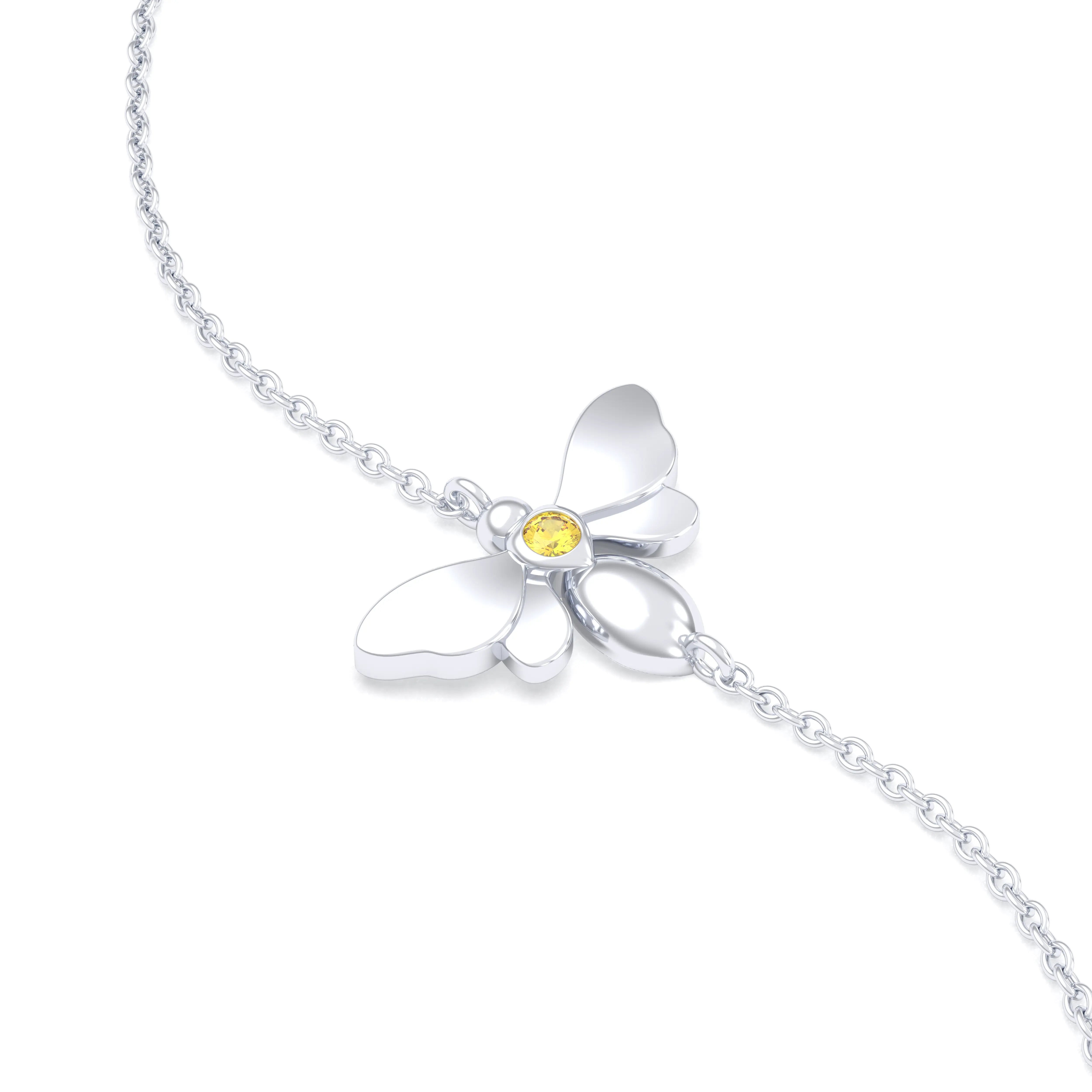 Bracelet Abeille or blanc 18 carats – pierre précieuse au choix Saphir jaune