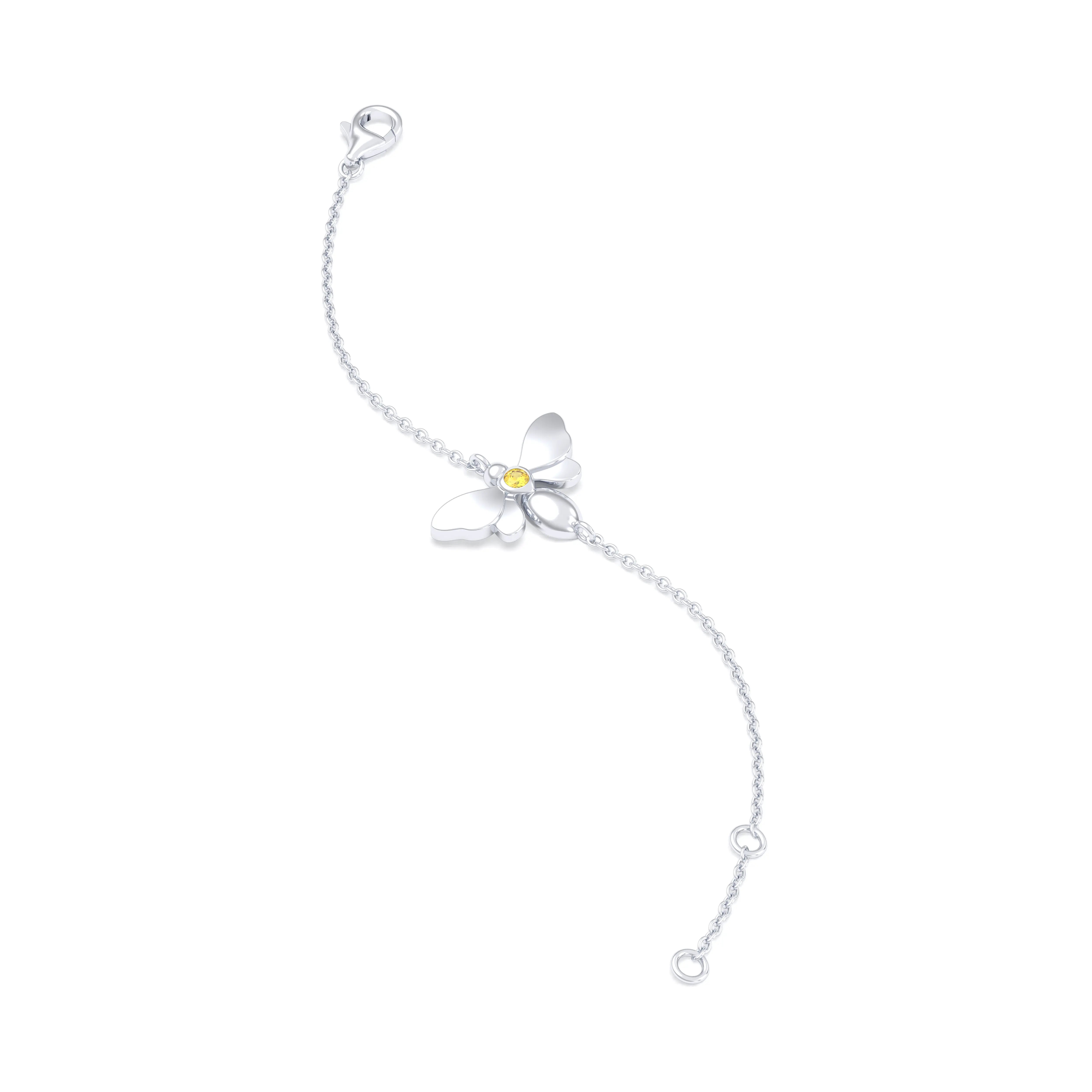 Bracelet Abeille or blanc 18 carats – pierre précieuse au choix