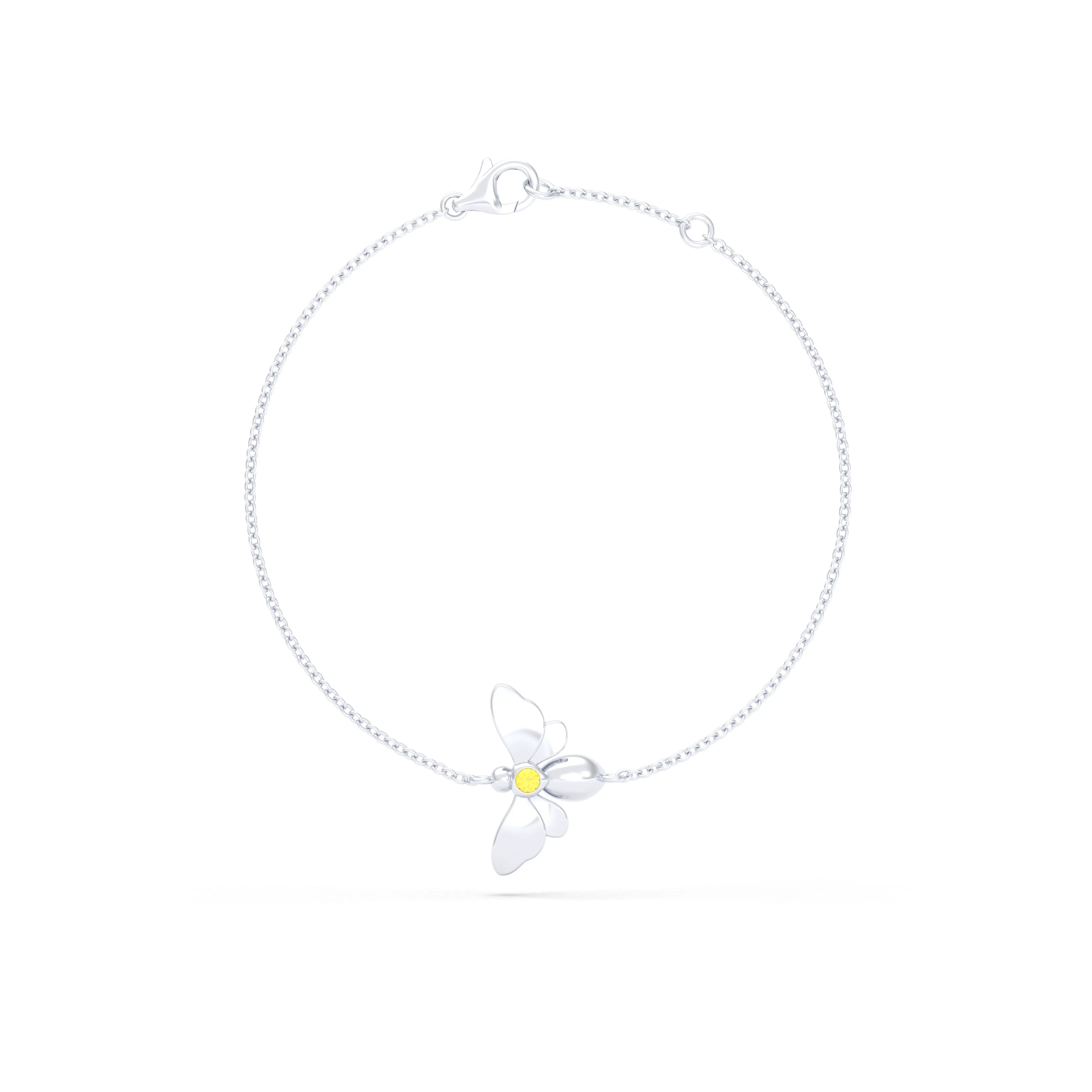 Bracelet Abeille or blanc 18 carats – pierre précieuse au choix