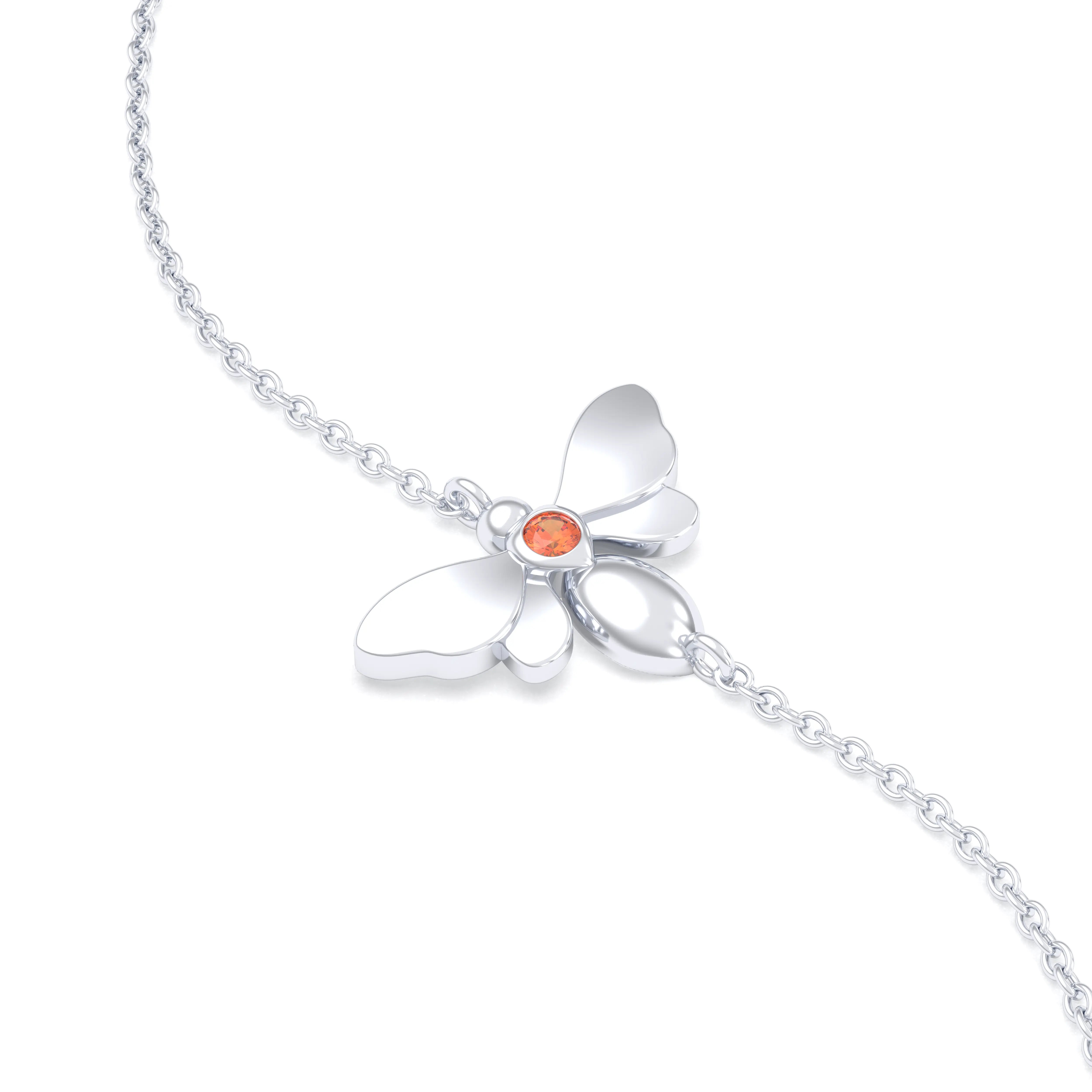 Bracelet Abeille or blanc 18 carats – pierre précieuse au choix Saphir orange