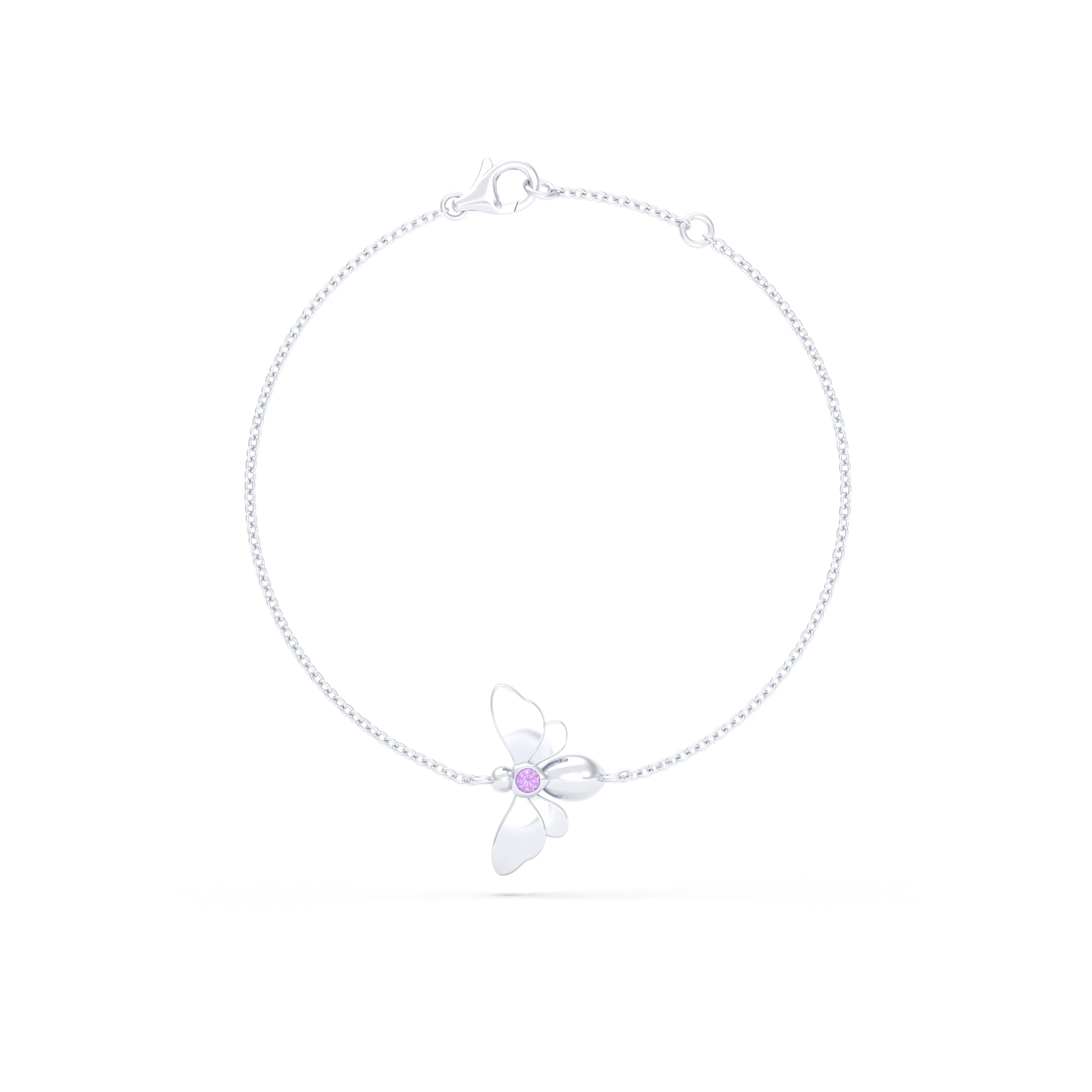 Bracelet Abeille or blanc 18 carats – pierre précieuse au choix