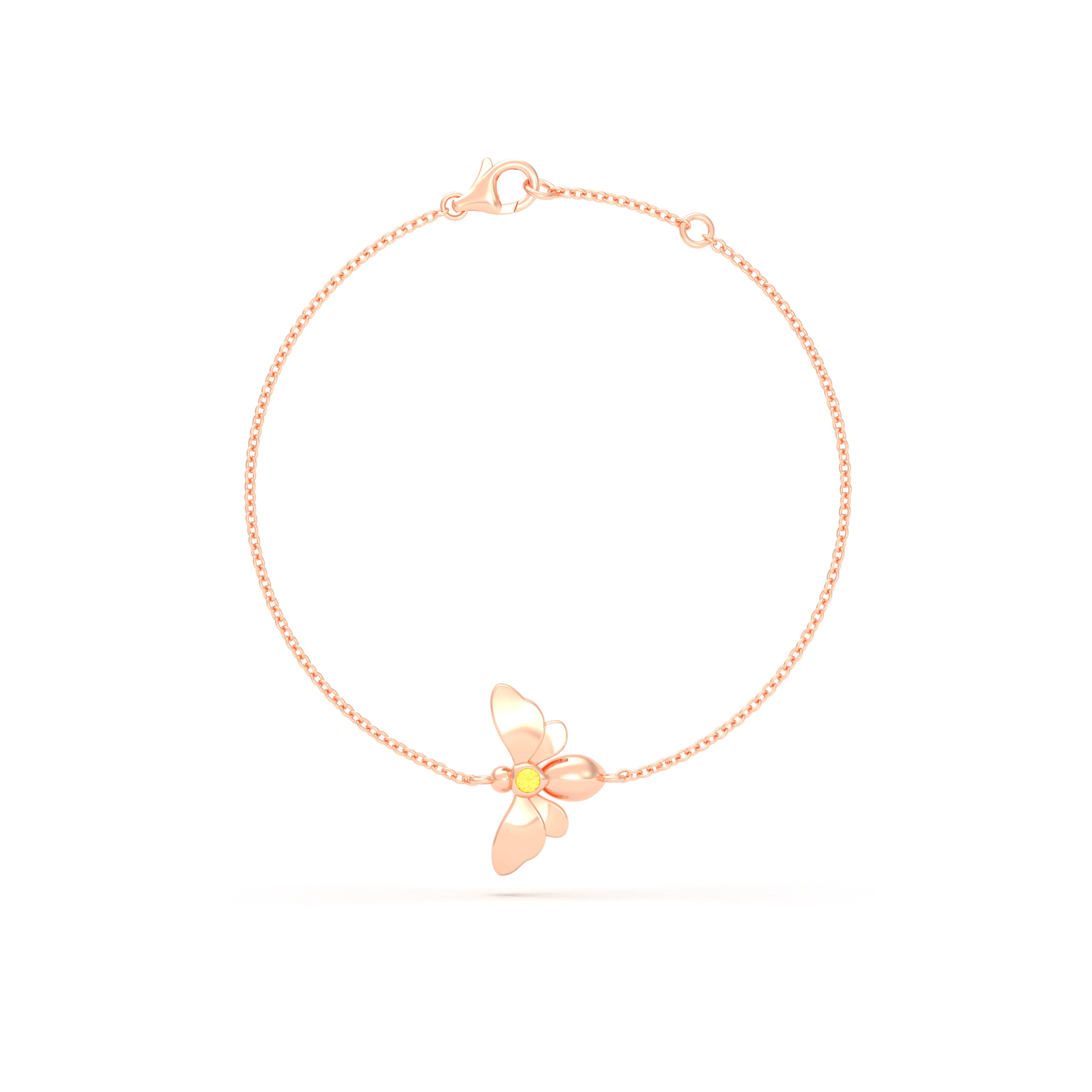 Bracelet Abeille or rose 18 carats – pierre précieuse au choix