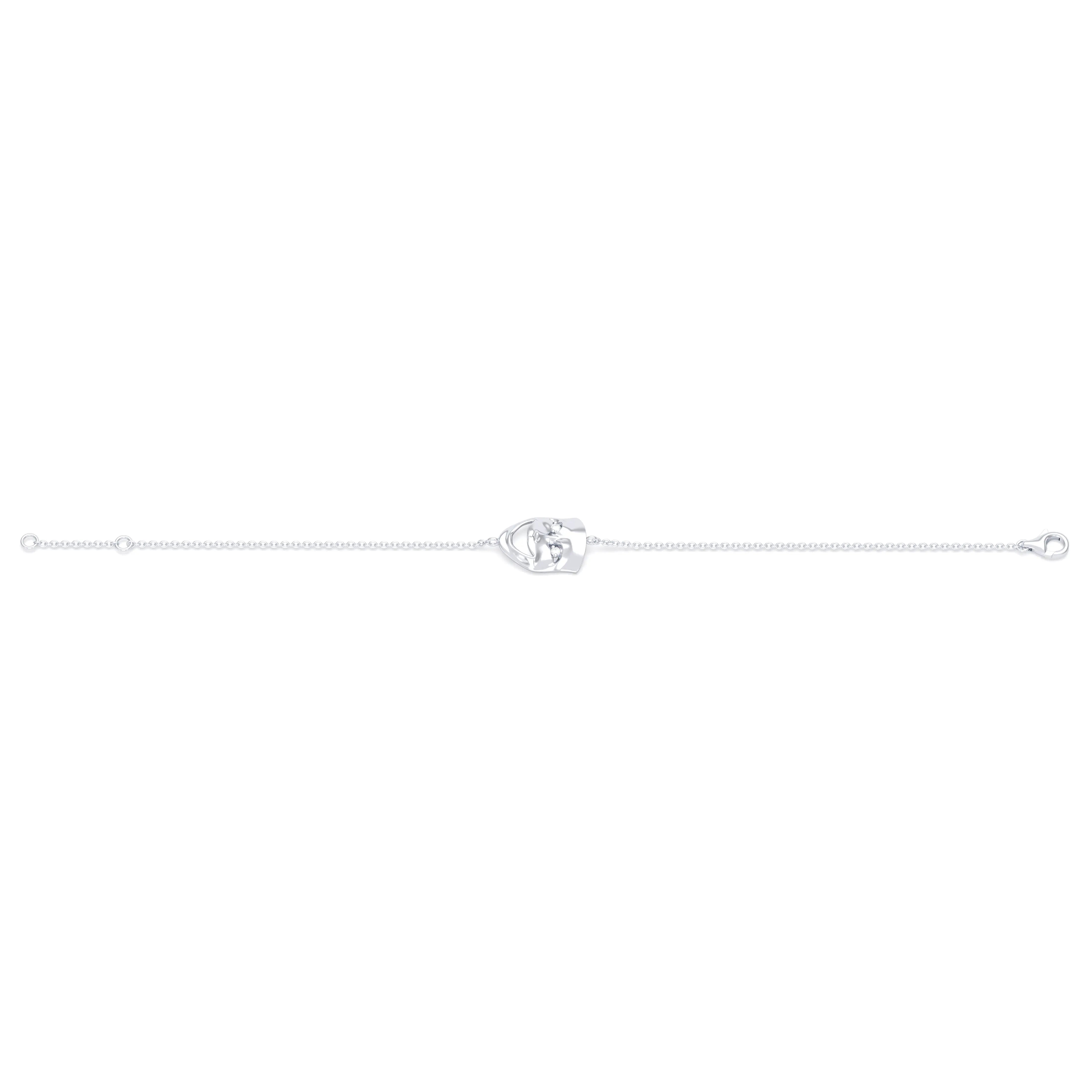 Bracelet Allégresse en or blanc 18 carats, masque souriant du théâtre