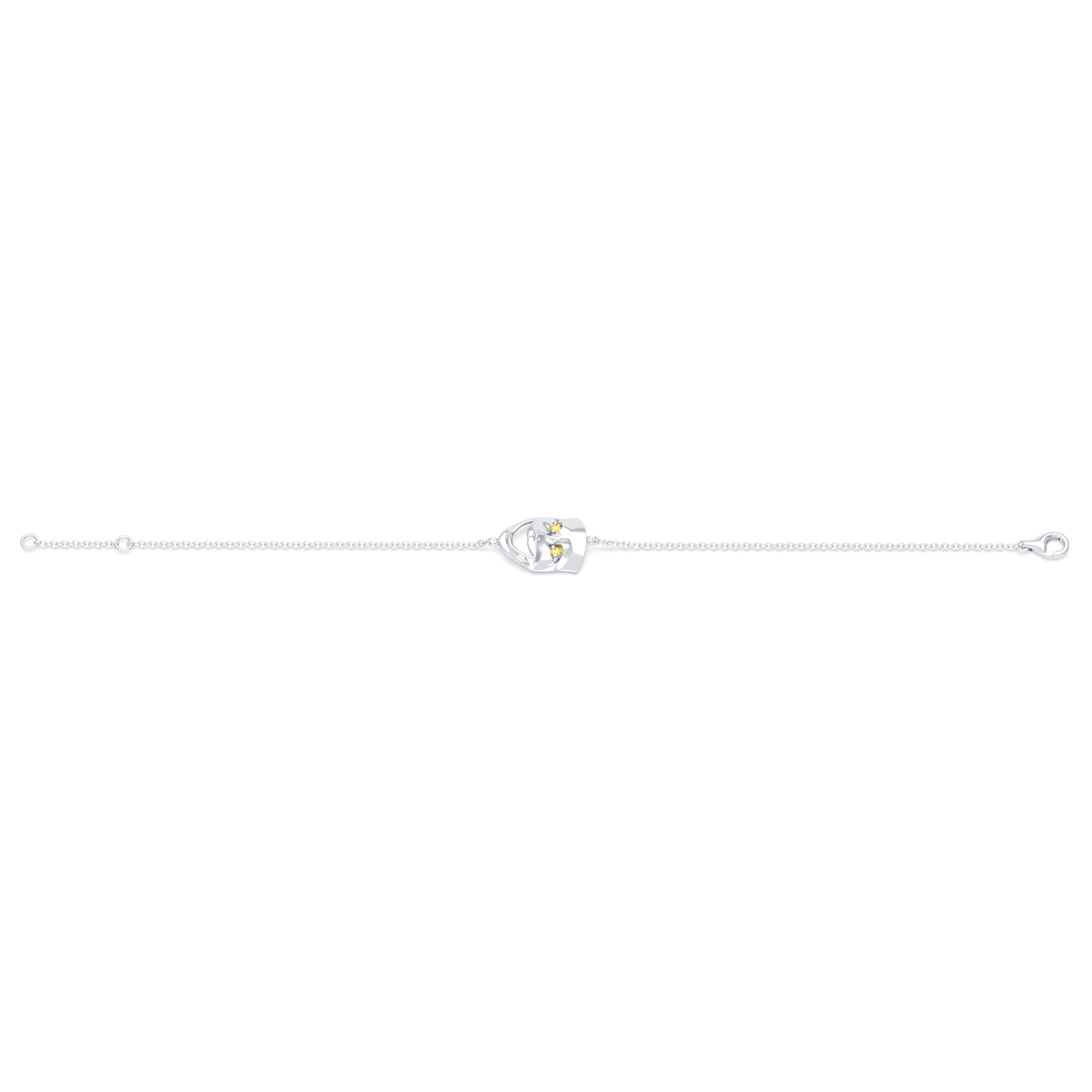 Bracelet Allégresse en or blanc 18 carats, masque souriant du théâtre