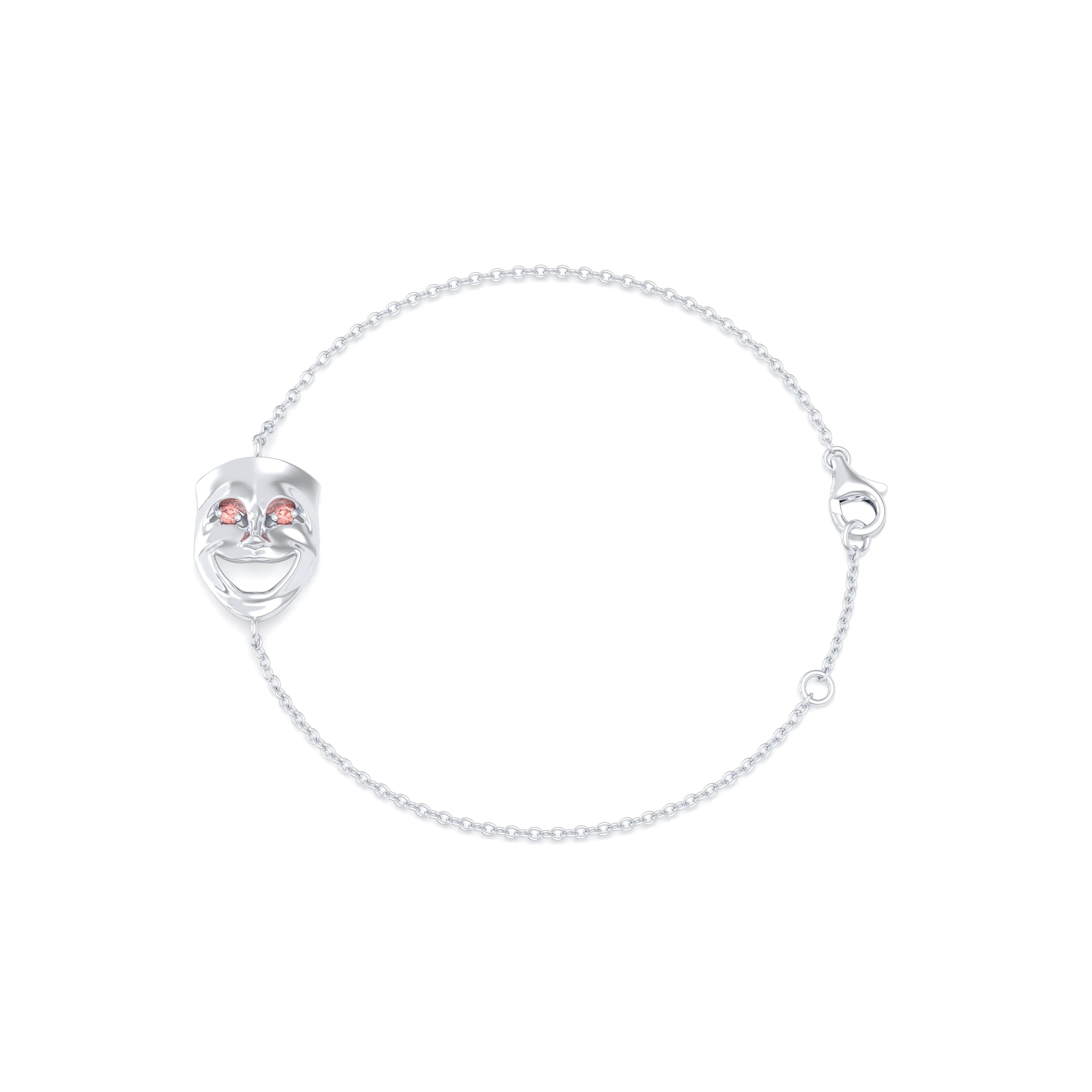 Bracelet Allégresse en or blanc 18 carats, masque souriant du théâtre
