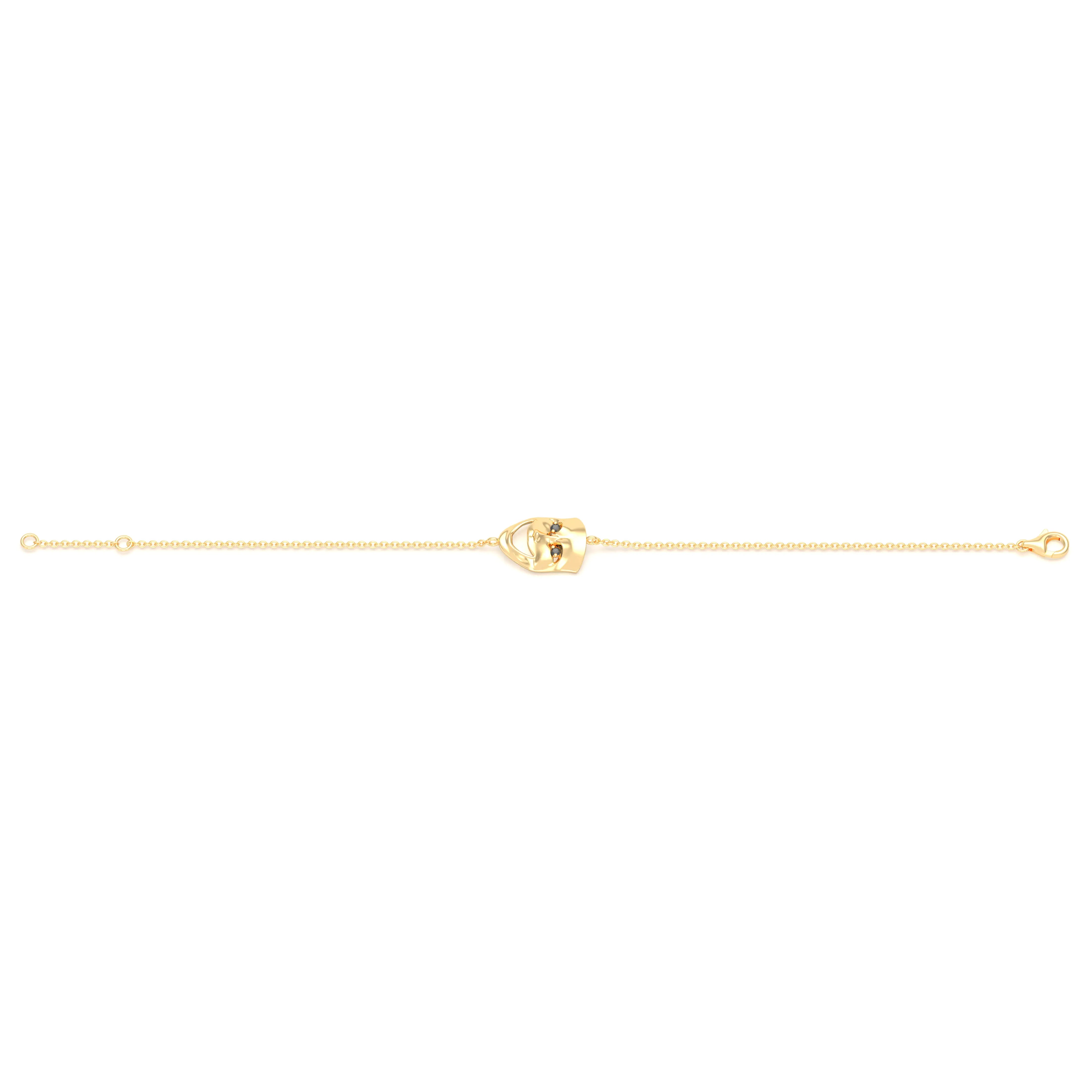 Bracelet Allégresse en or jaune 18 carats, masque souriant du théâtre