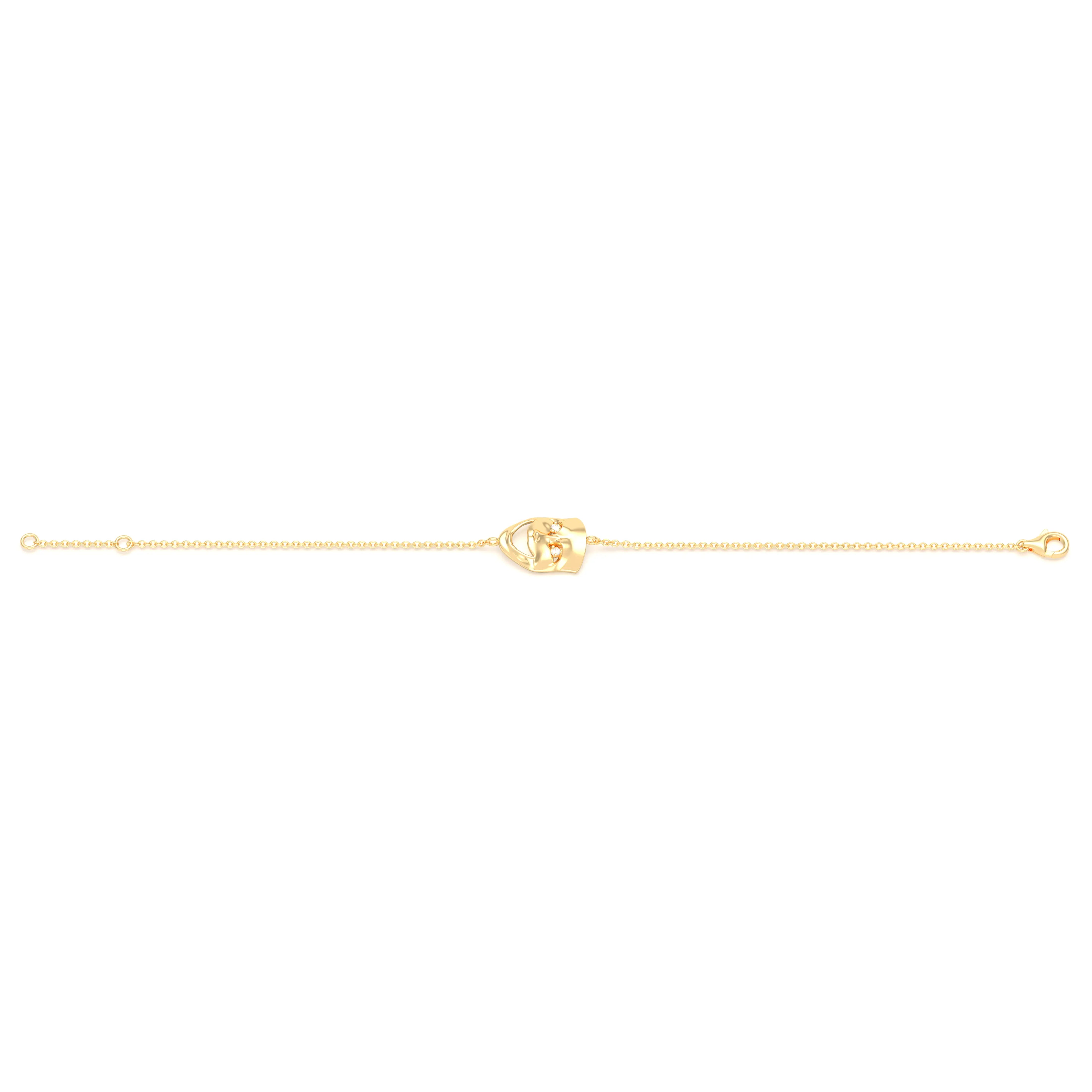 Bracelet Allégresse en or jaune 18 carats, masque souriant du théâtre