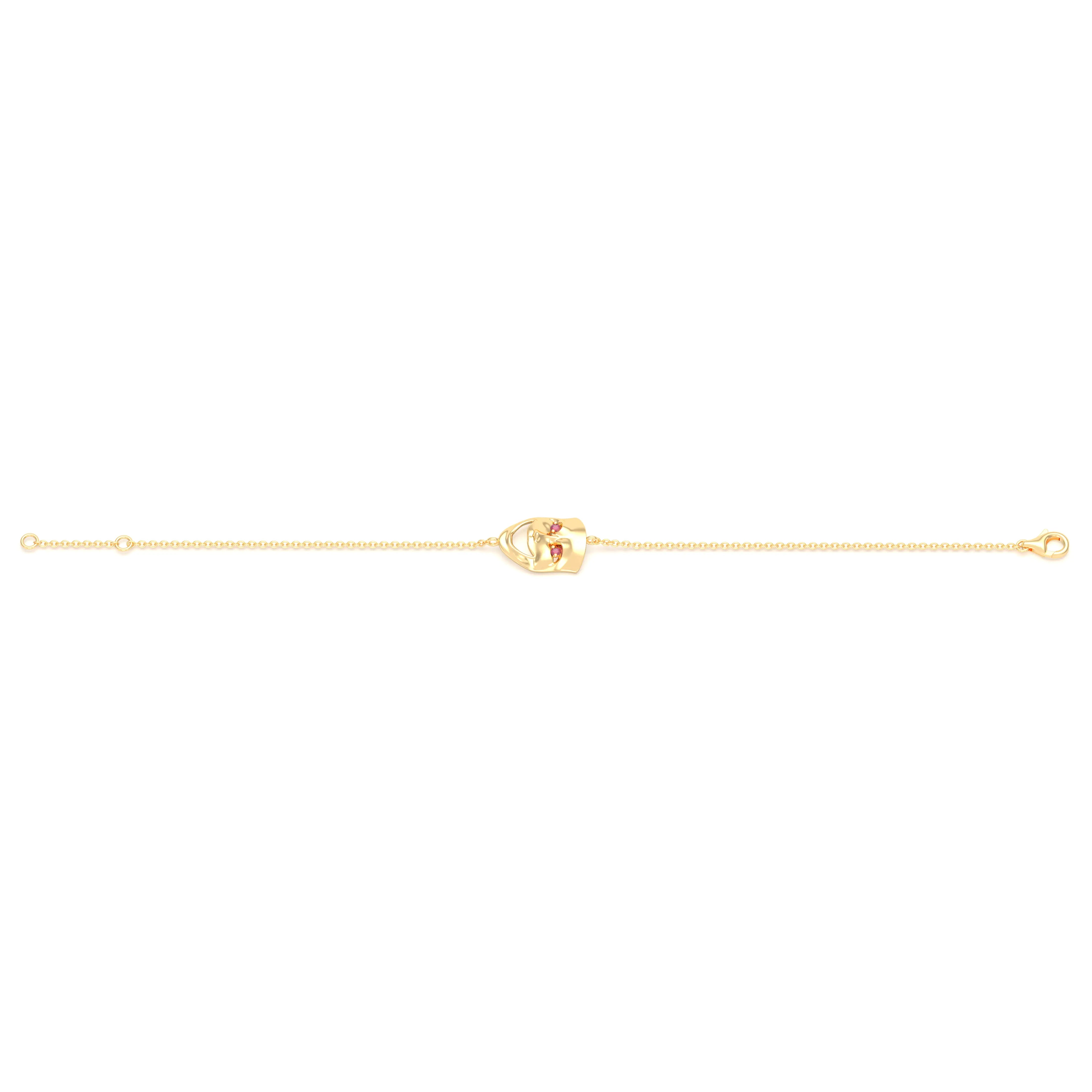 Bracelet Allégresse en or jaune 18 carats, masque souriant du théâtre