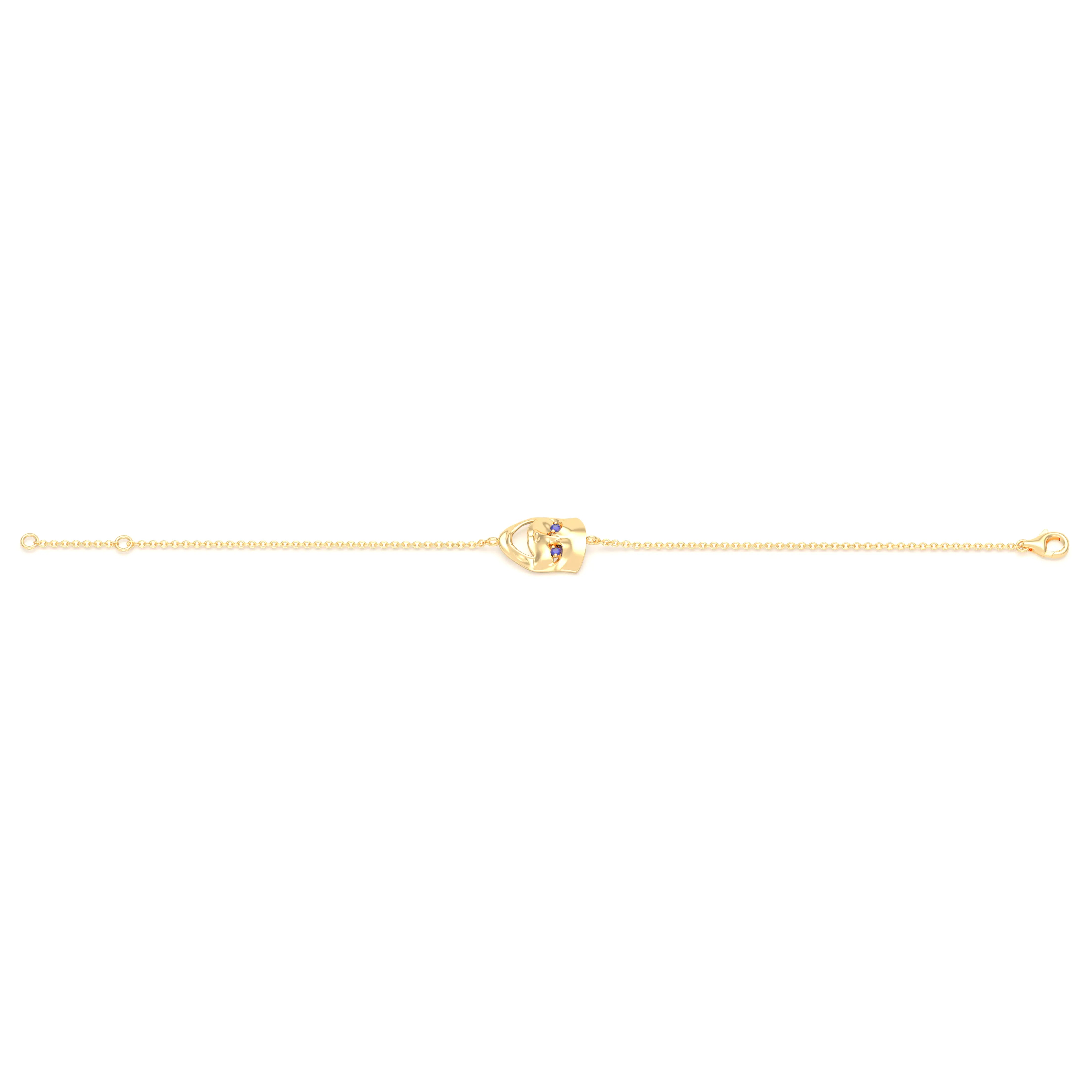 Bracelet Allégresse en or jaune 18 carats, masque souriant du théâtre