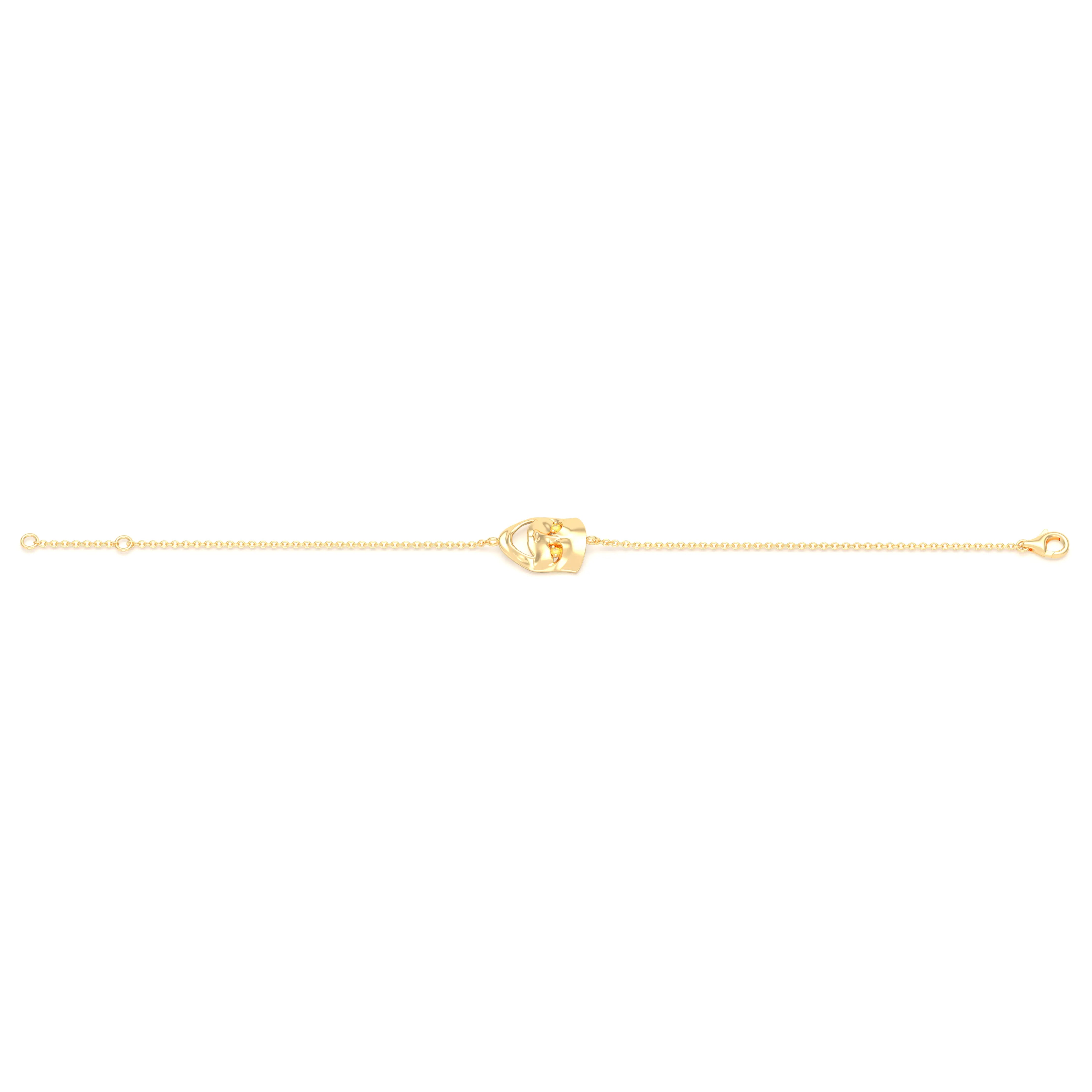 Bracelet Allégresse en or jaune 18 carats, masque souriant du théâtre