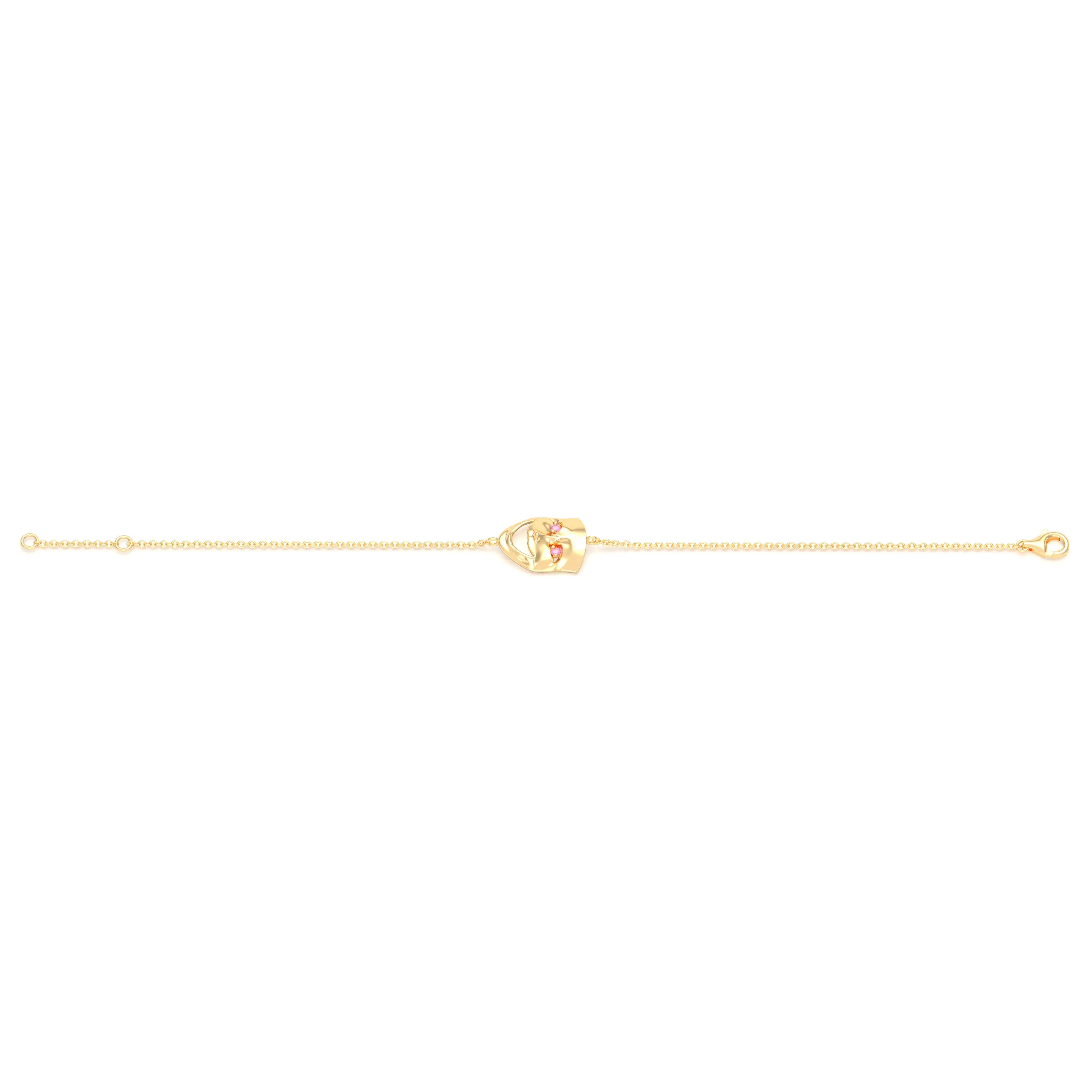 Bracelet Allégresse en or jaune 18 carats, masque souriant du théâtre