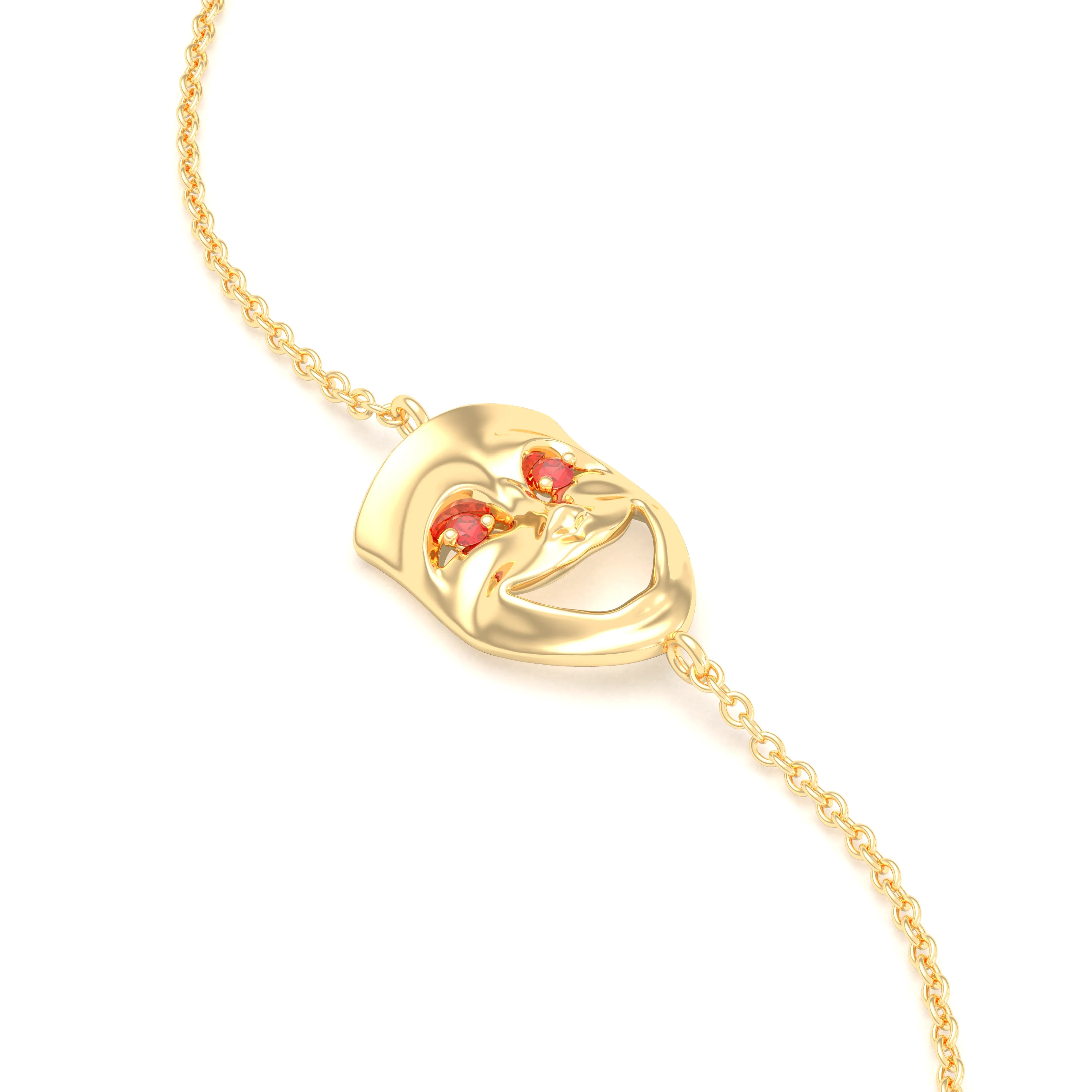 Bracelet Allégresse en or jaune 18 carats, masque souriant du théâtre