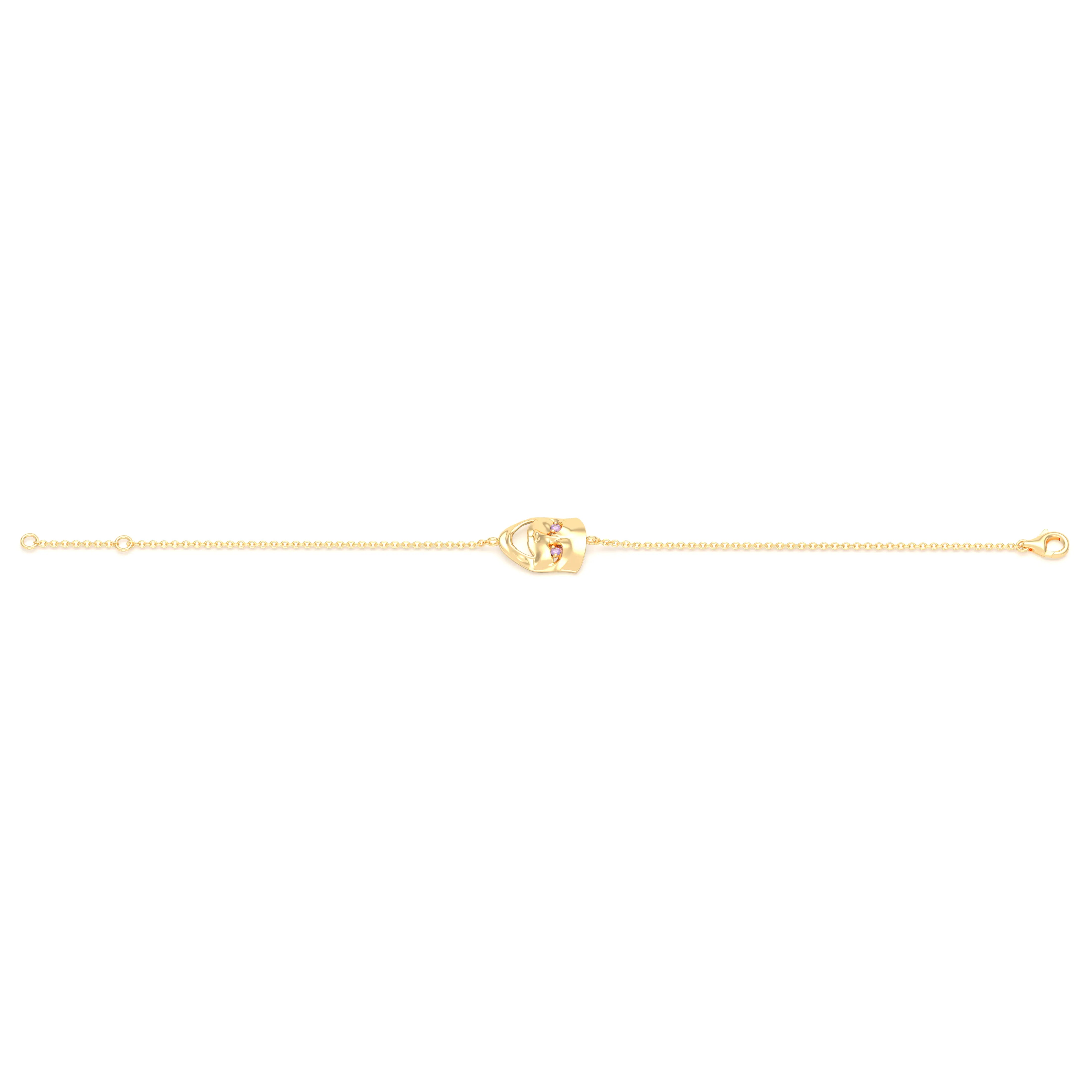 Bracelet Allégresse en or jaune 18 carats, masque souriant du théâtre
