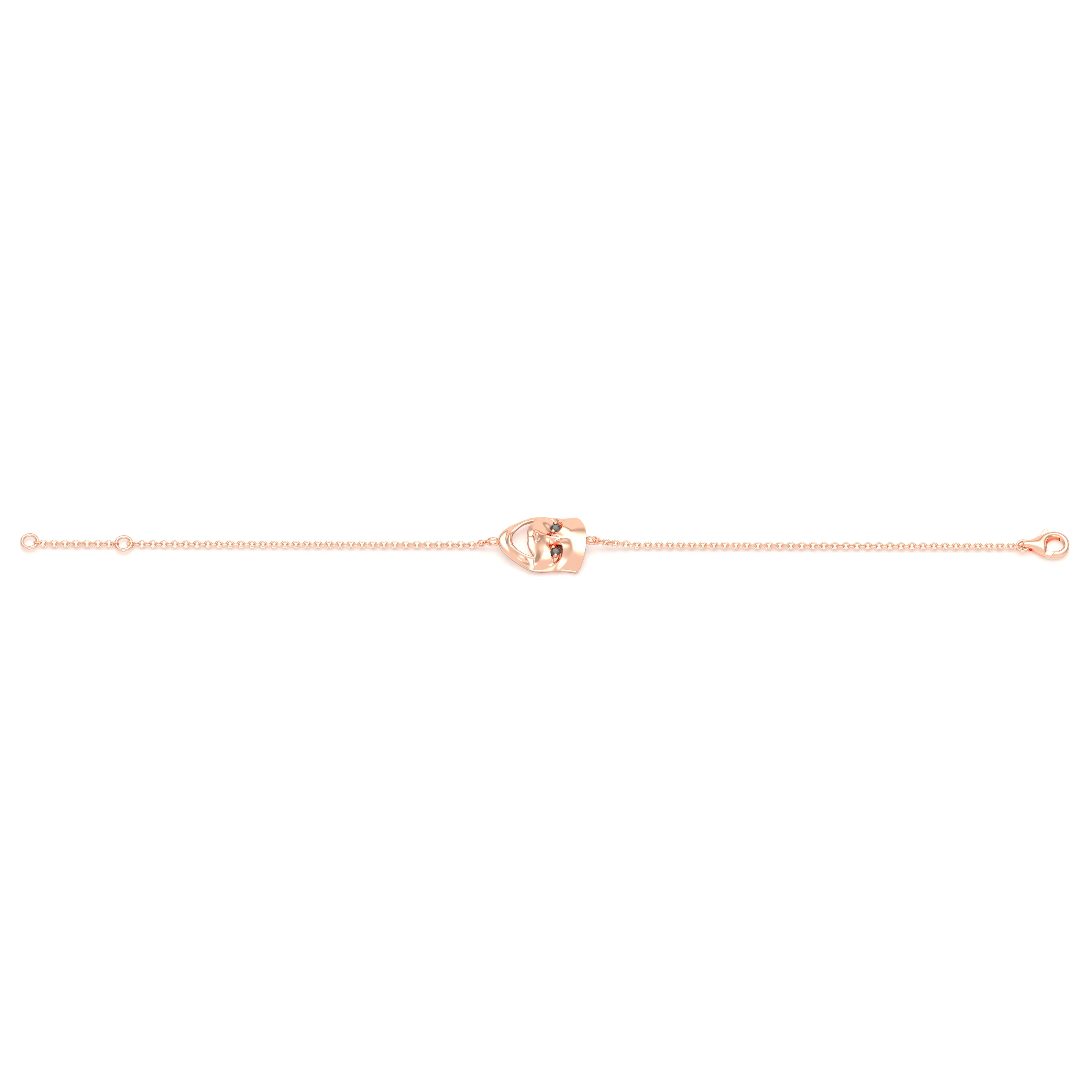 Bracelet Allégresse en or rose 18 carats, masque souriant du théâtre