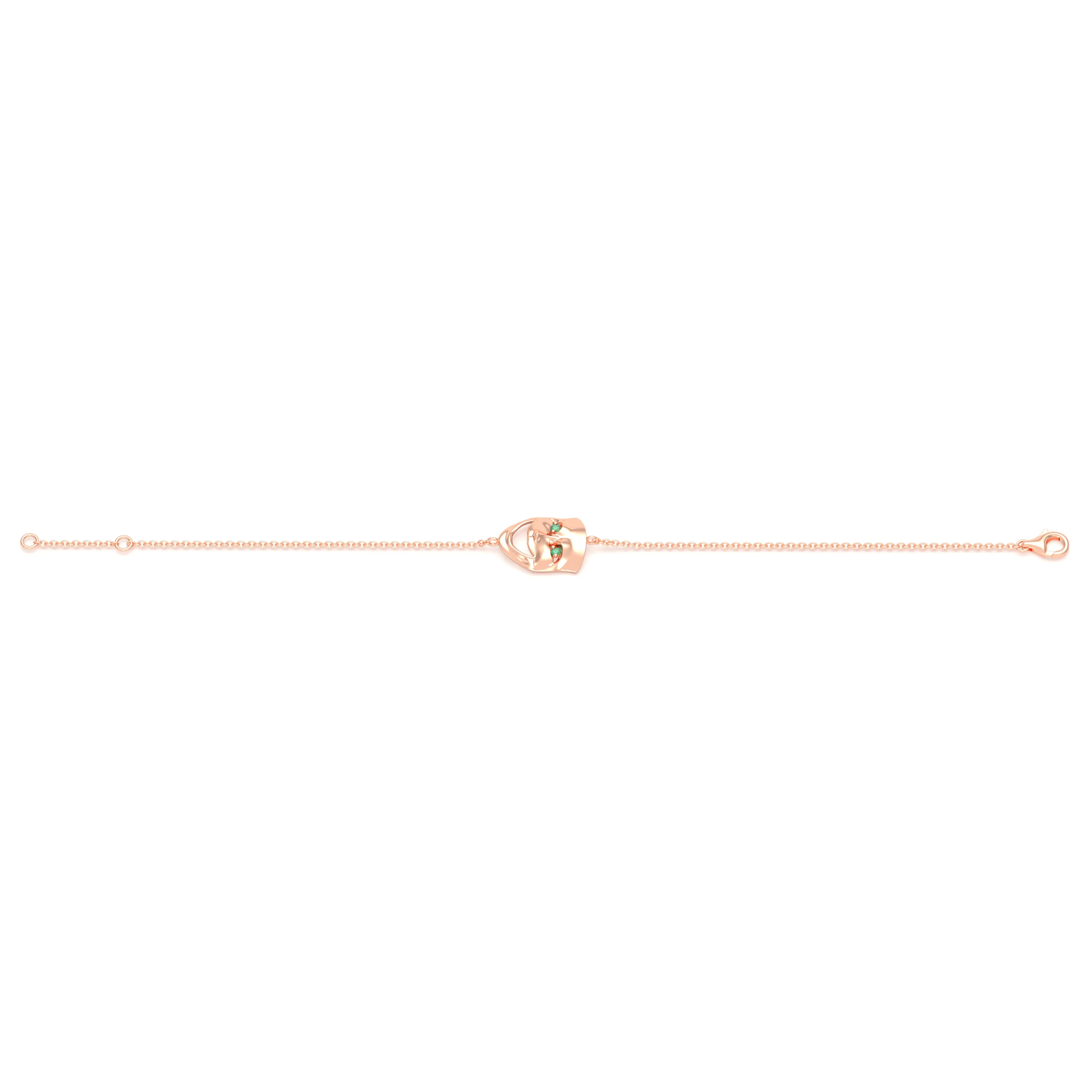 Bracelet Allégresse en or rose 18 carats, masque souriant du théâtre