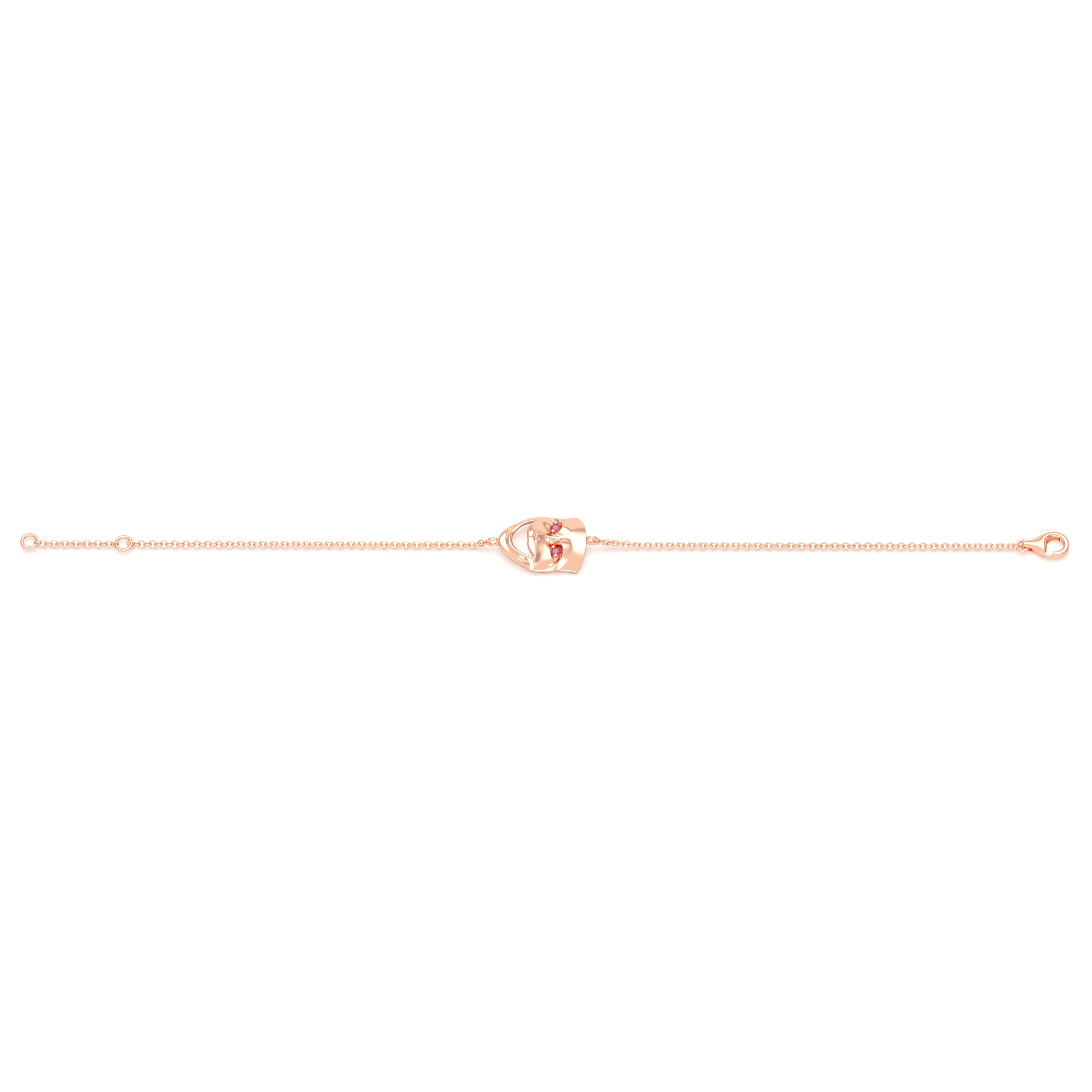 Bracelet Allégresse en or rose 18 carats, masque souriant du théâtre
