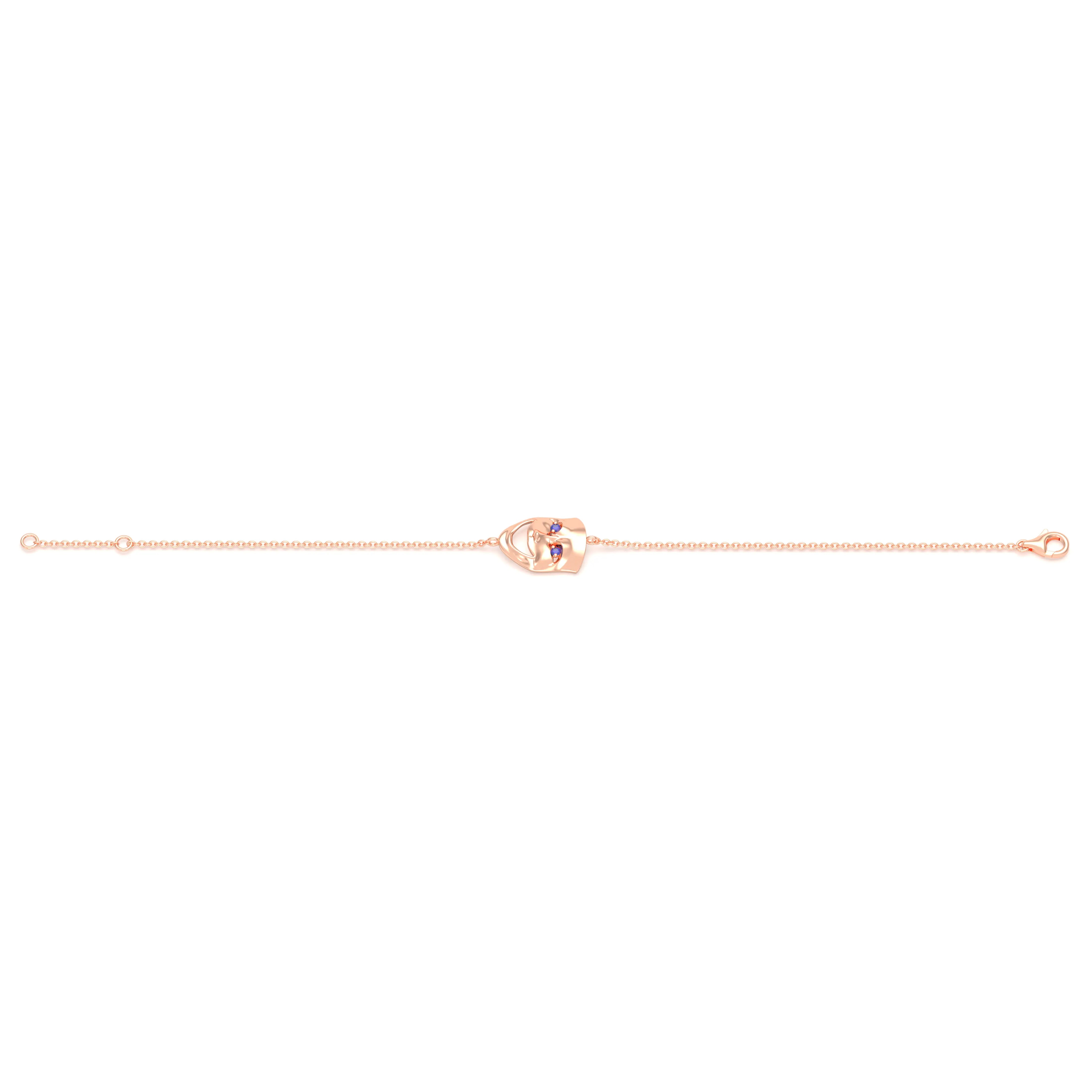 Bracelet Allégresse en or rose 18 carats, masque souriant du théâtre