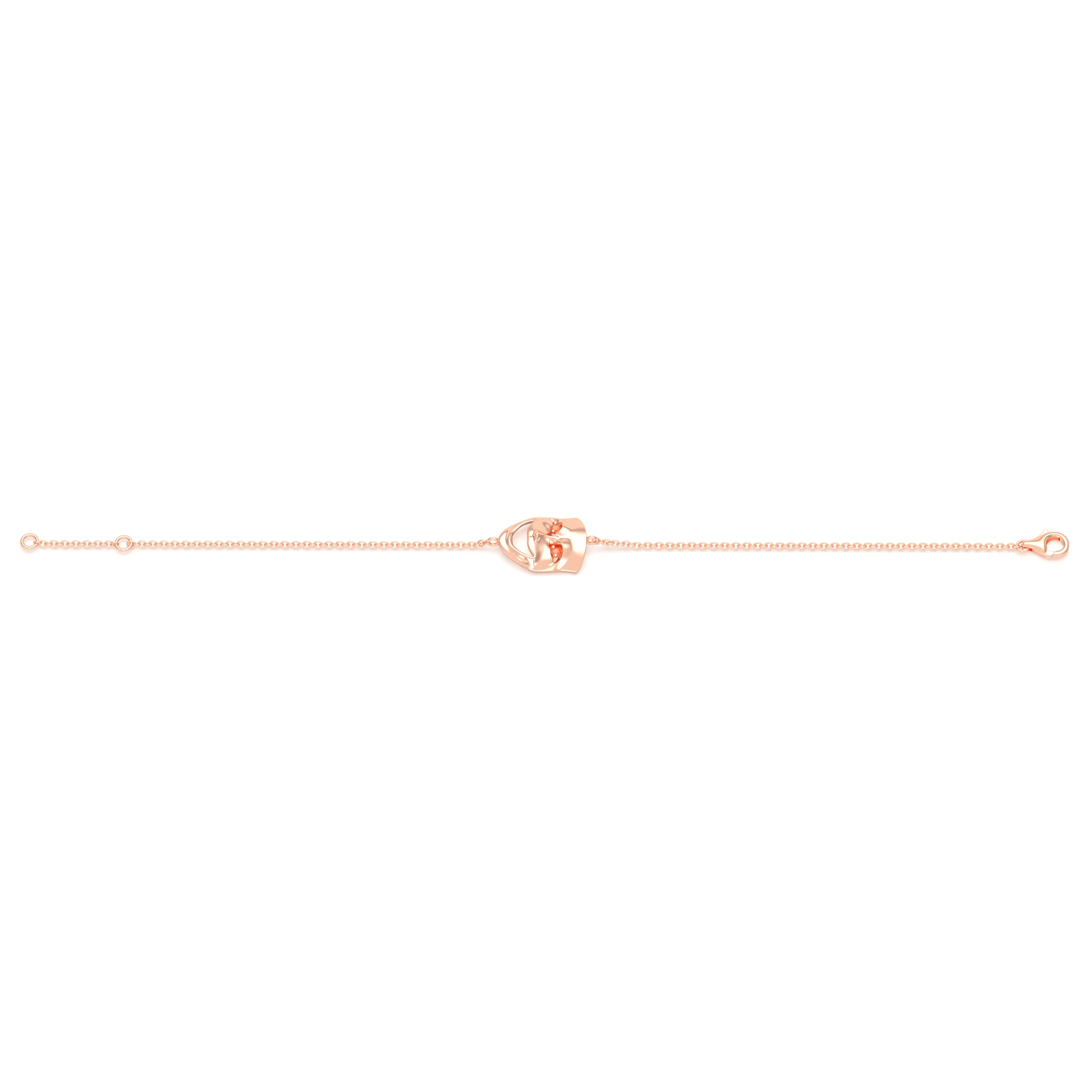Bracelet Allégresse en or rose 18 carats, masque souriant du théâtre