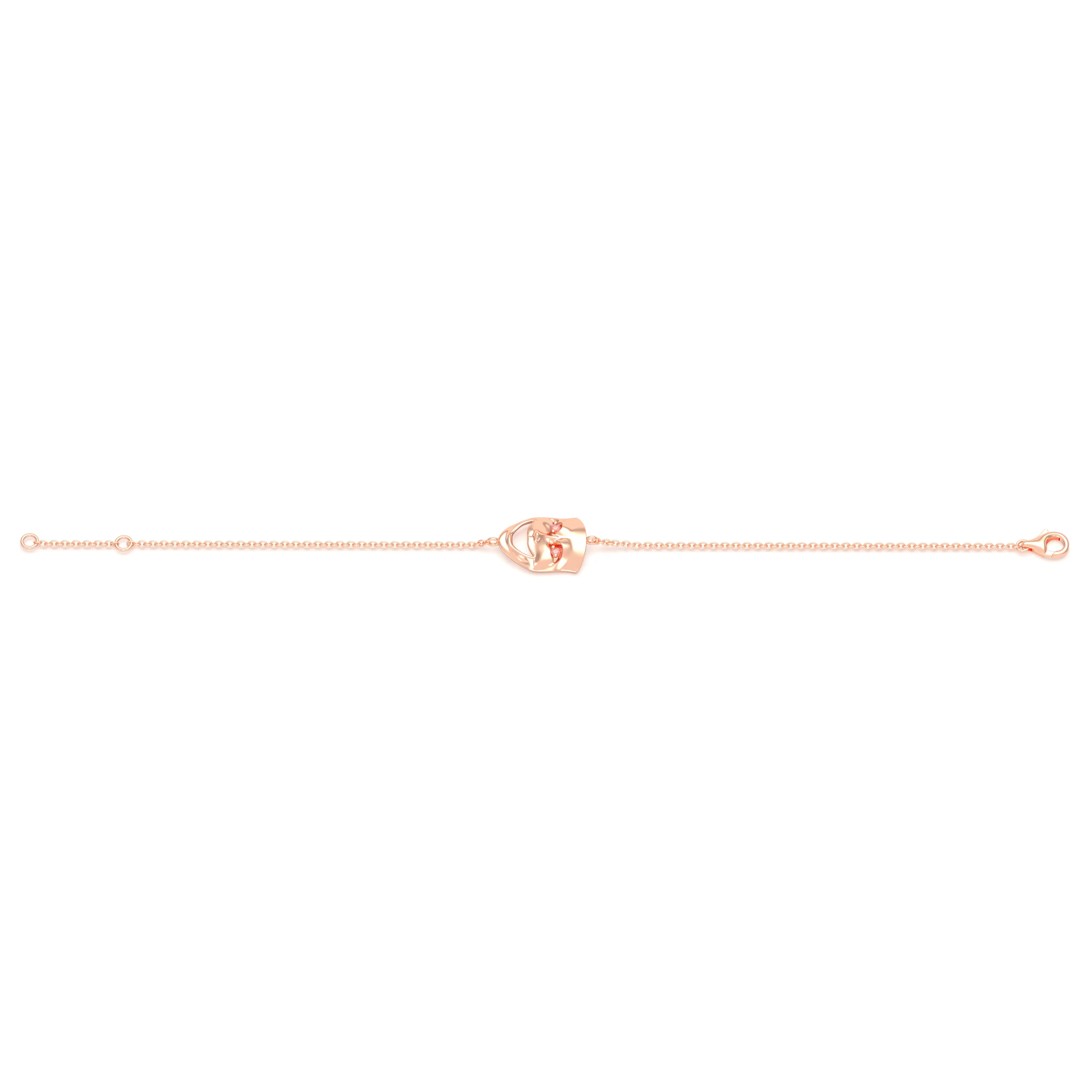Bracelet Allégresse en or rose 18 carats, masque souriant du théâtre