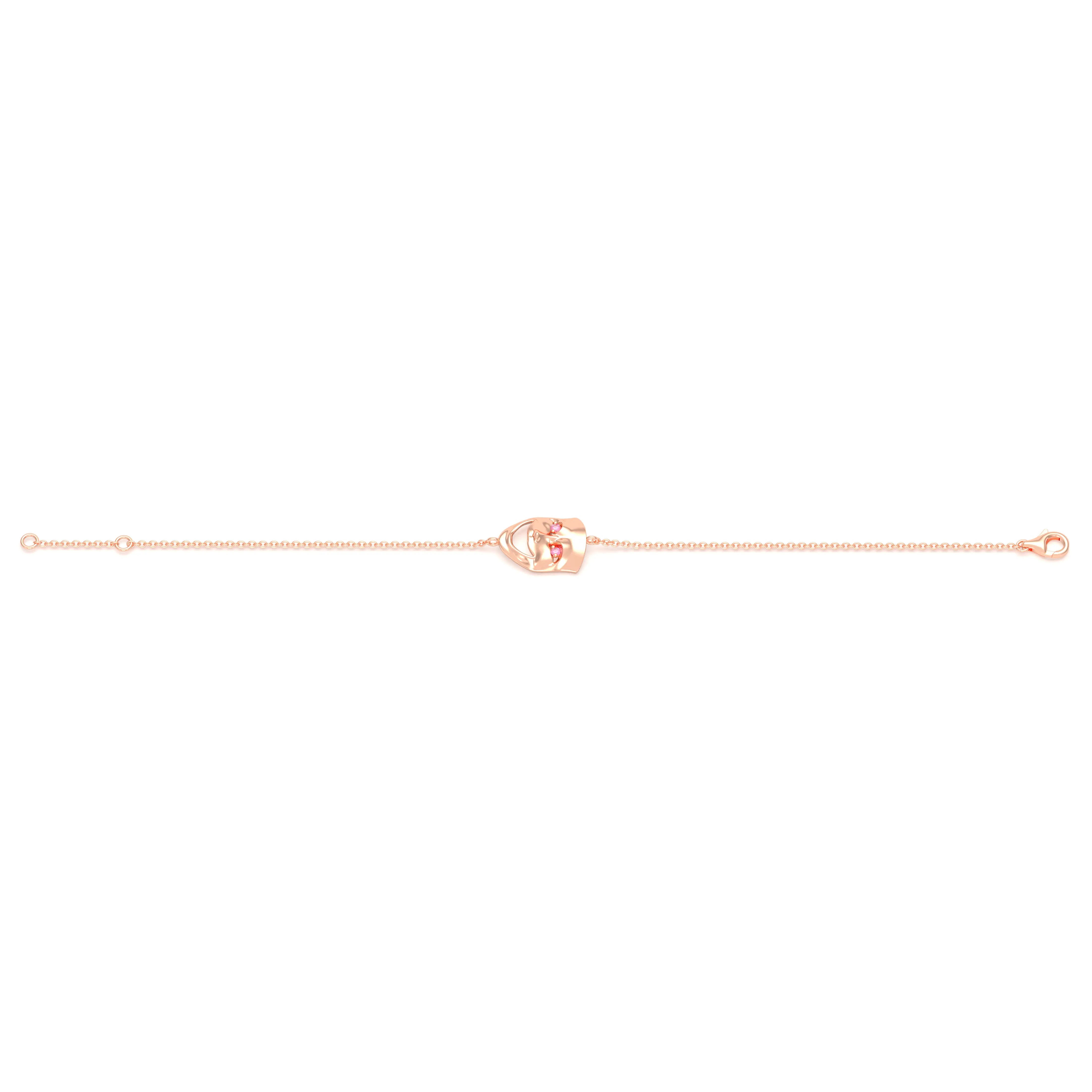 Bracelet Allégresse en or rose 18 carats, masque souriant du théâtre