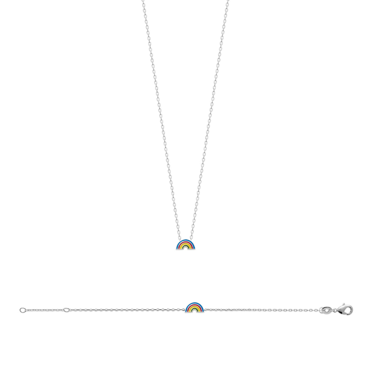 Bracelet arc-en-ciel enfant en argent 925 rhodié, 15 cm