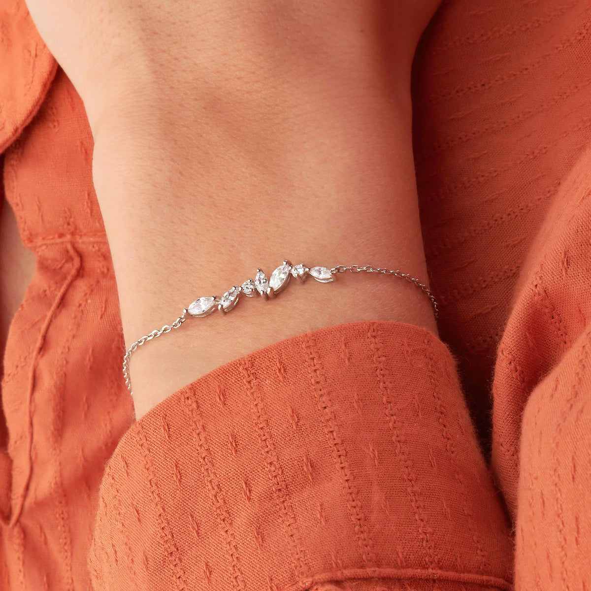 Bracelet branche de navettes en argent 925 et zircons