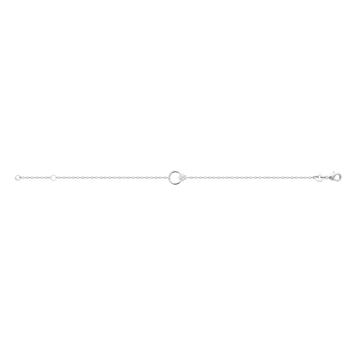 Bracelet cercle et trèfle de zircons en argent 925