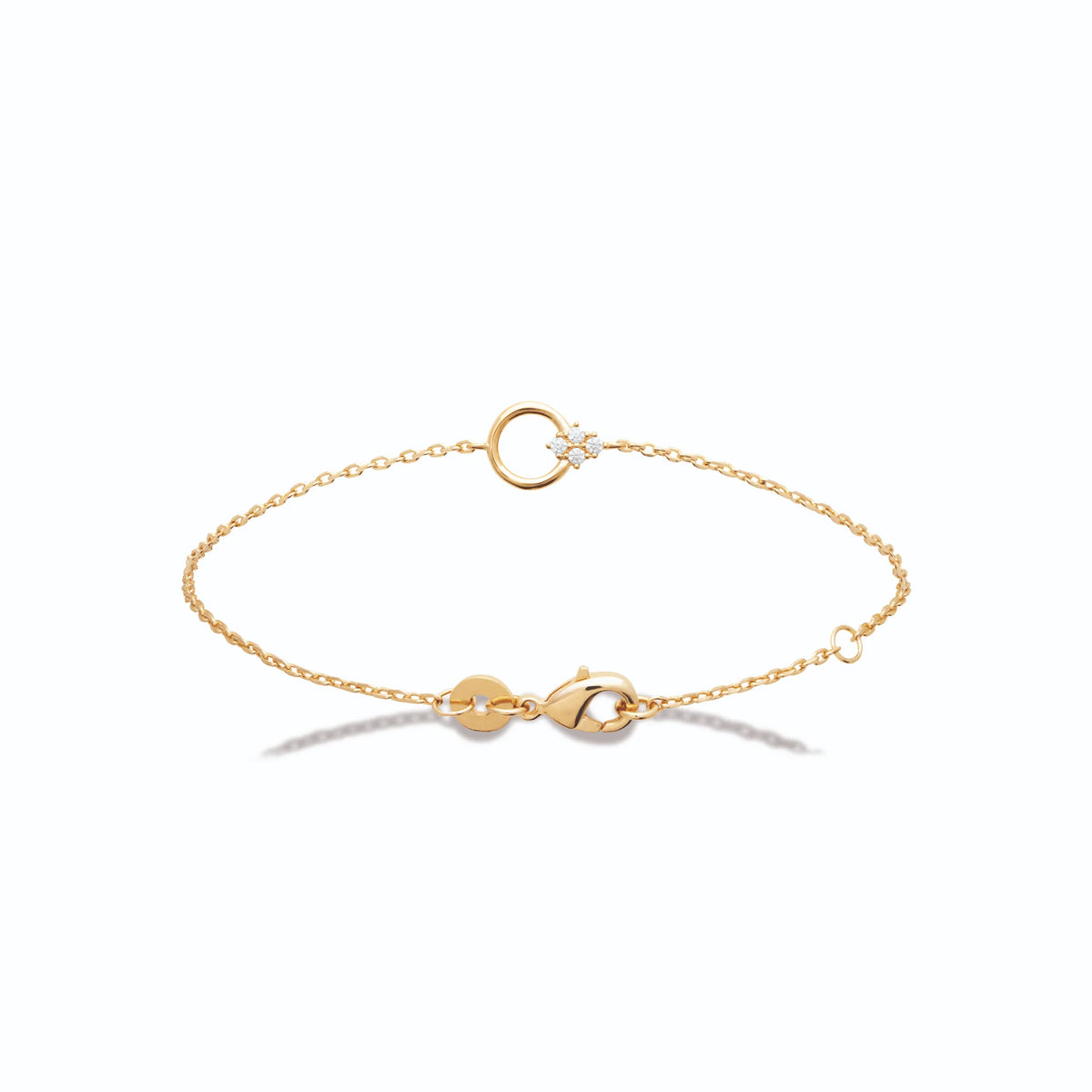 Bracelet cercle et trèfle de zircons en plaqué or