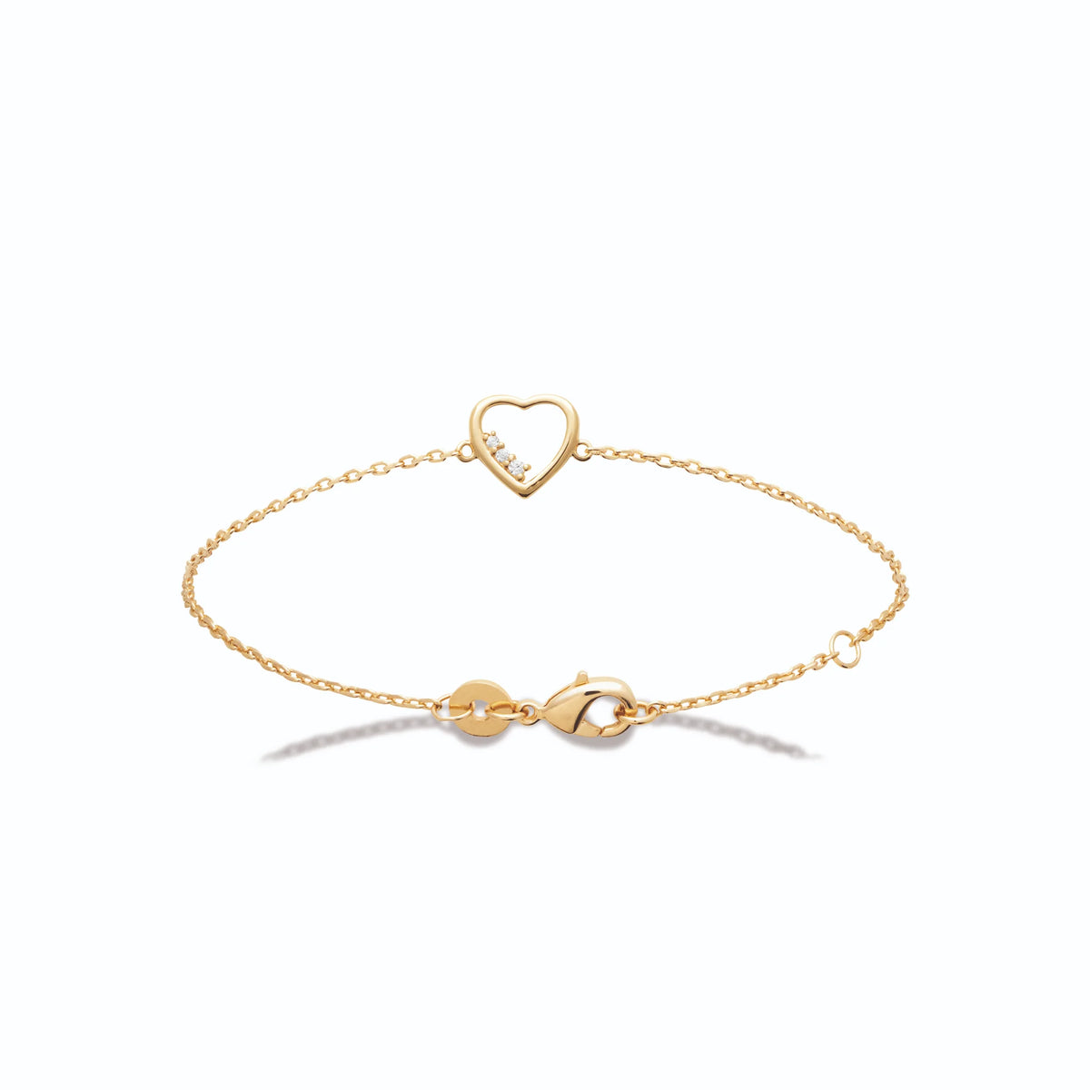 Bracelet chaîne cœur zircons en plaqué or