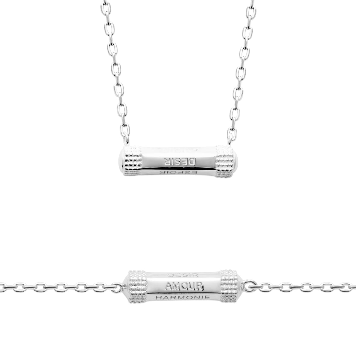 Bracelet chaîne fine à barrette en argent 925 rhodié homme