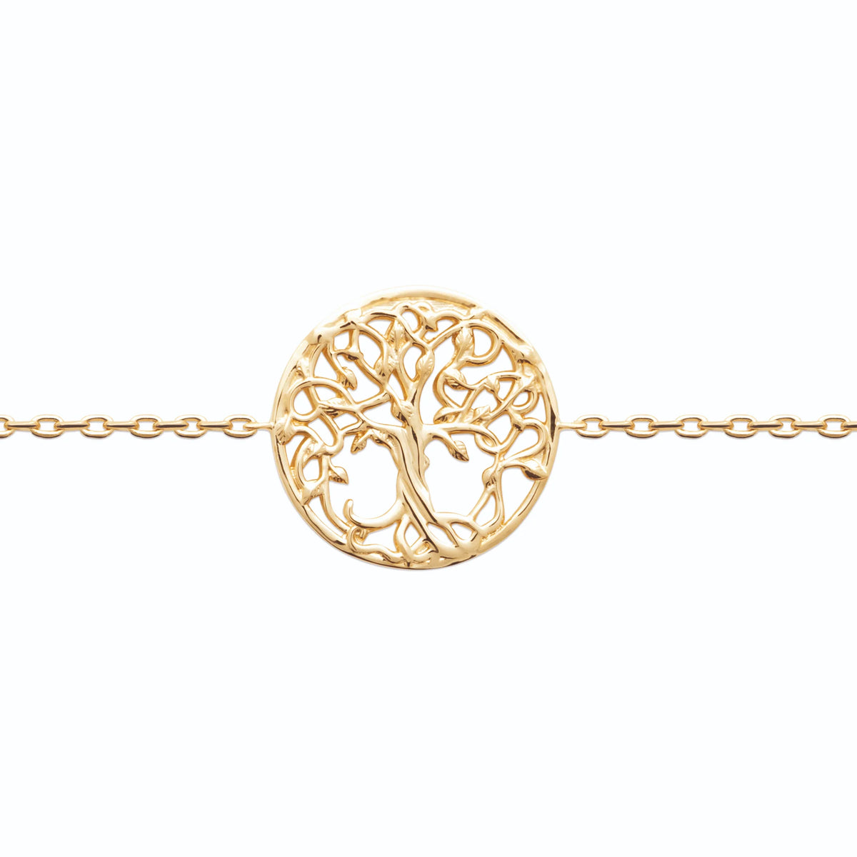 Bracelet chaîne médaillon arbre de vie en plaqué or