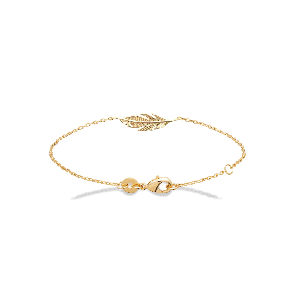 Bracelet chaîne plume en plaqué or