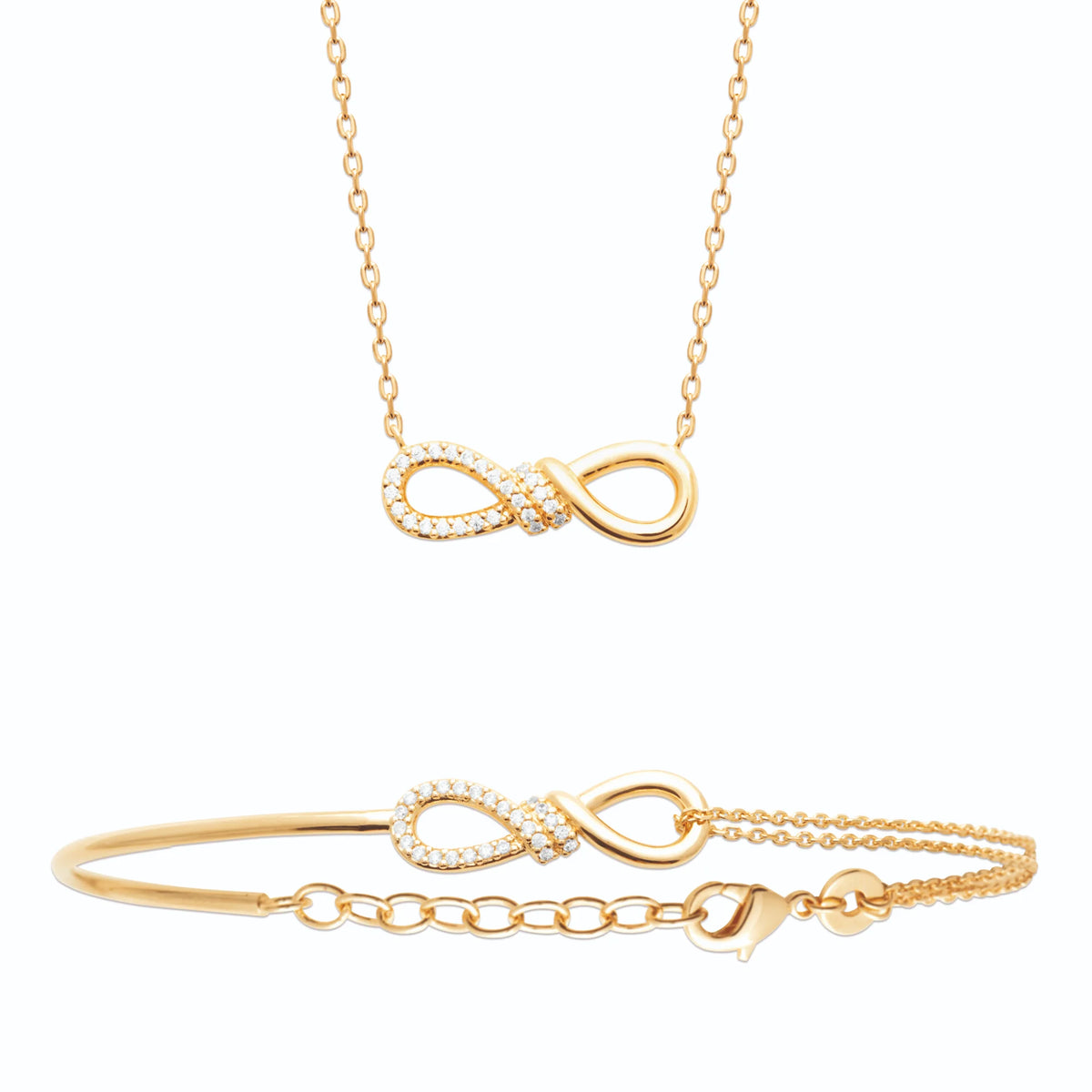 Bracelet demi-jonc infini pavé de zircons en plaqué or
